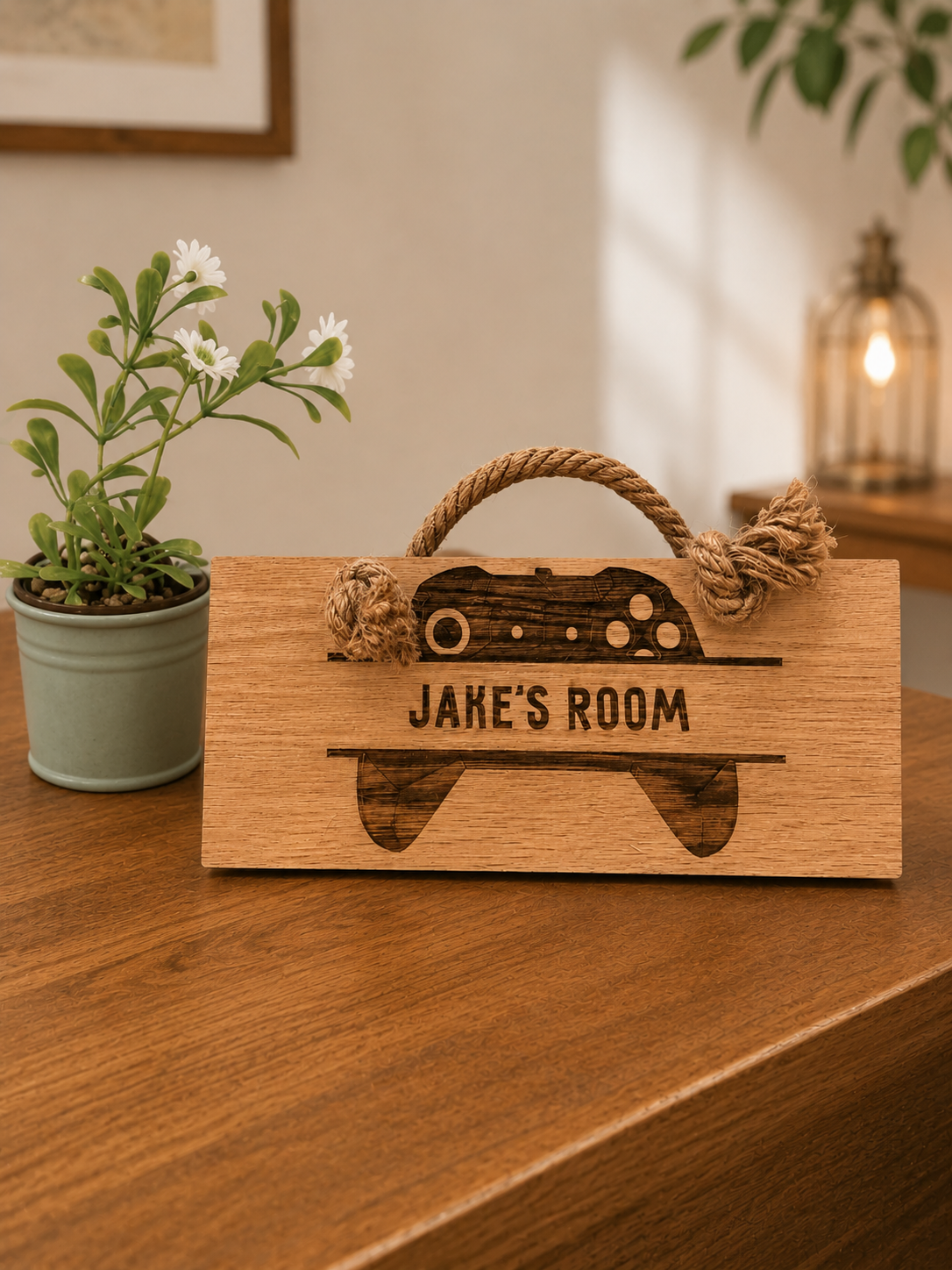 Personalised Gaming Room Oak Door Sign | Personalised Name Plaque