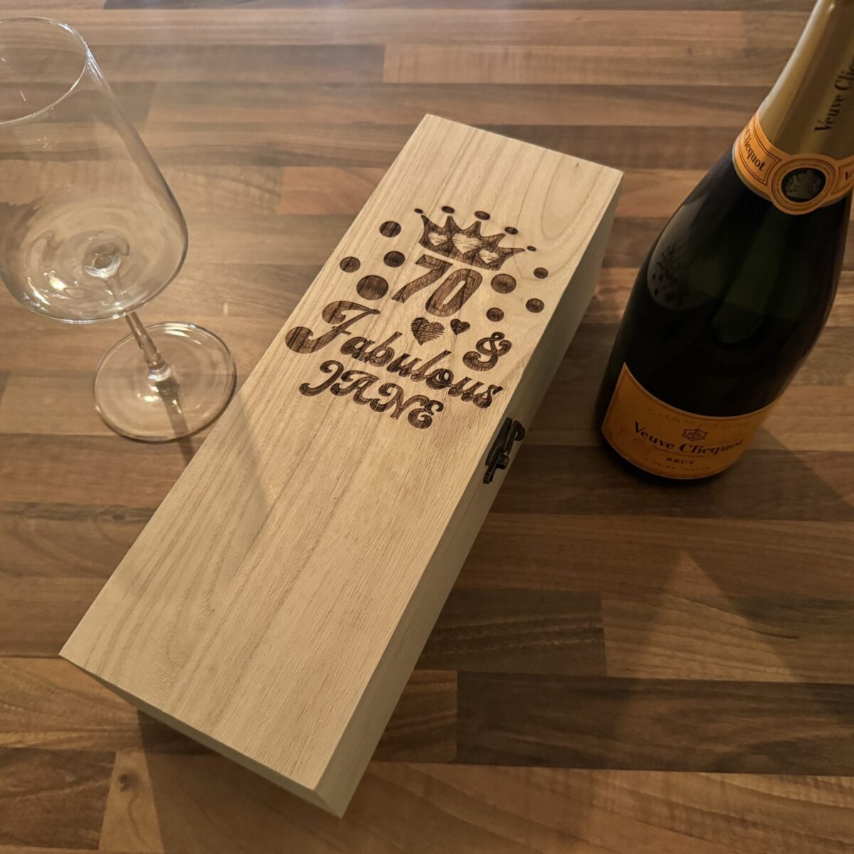 Personalised 70th Birthday Wine Box | Personalised Wooden Wine Box | Wooden Gift Box | Wooden Bottle Box | Engraved Wine Box | Birthday Gift Idea