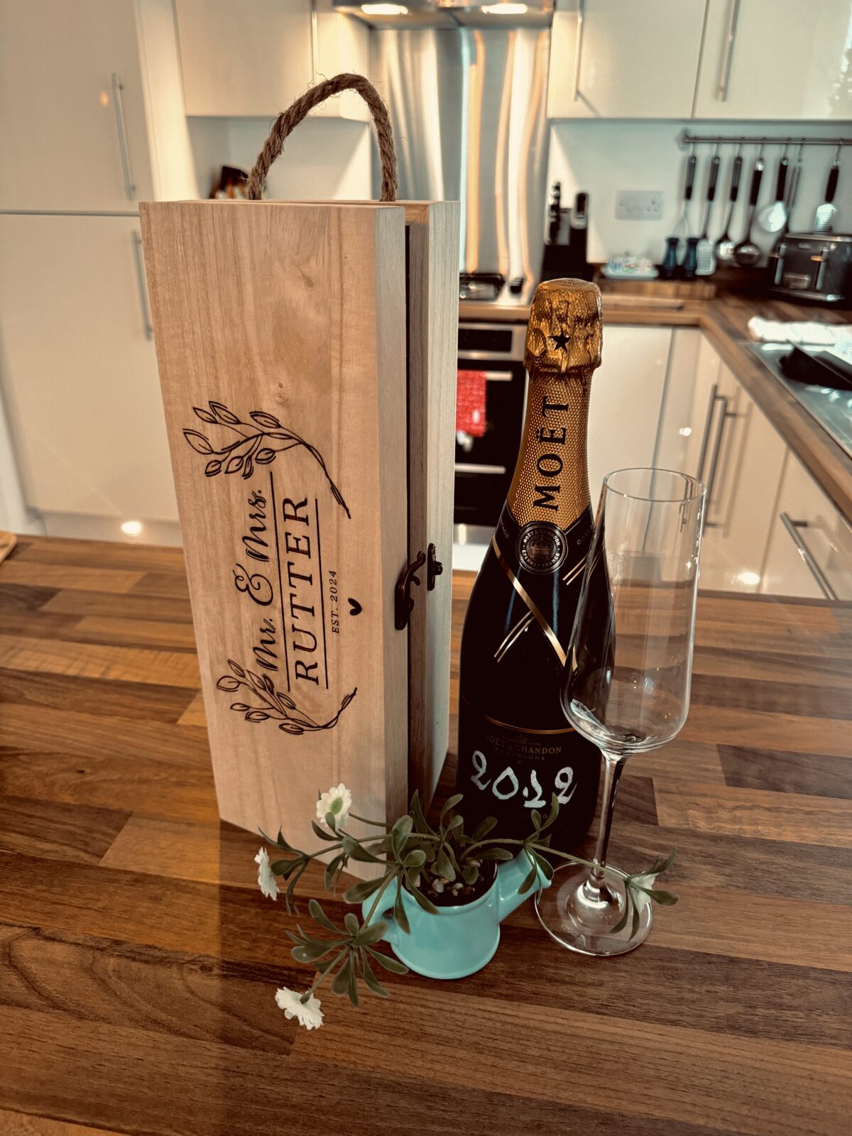 Personalised Wine Box Wedding | Personalised Wooden Wine Box | Wooden Gift Box | Wooden Bottle Box | Engraved Wine Box | Wedding Gift Idea