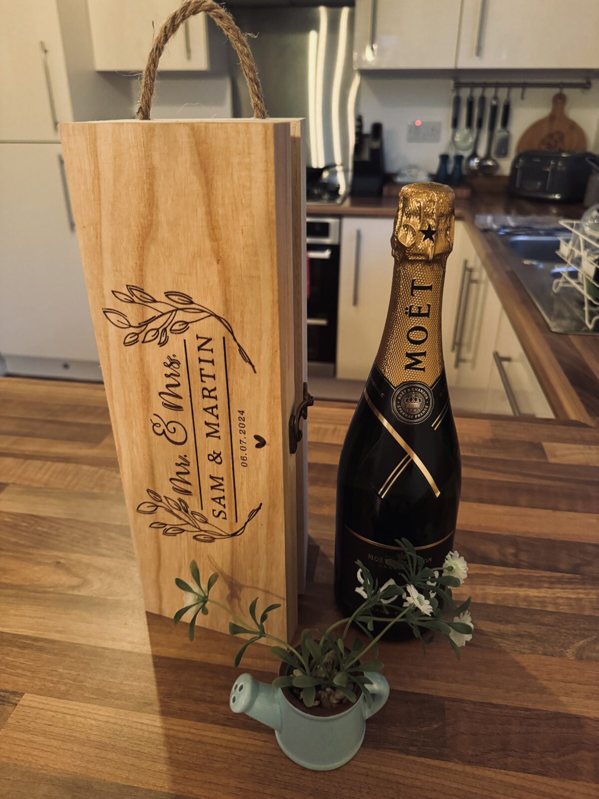Personalised Wine Box Wedding | Personalised Wooden Wine Box | Wooden Gift Box | Wooden Bottle Box | Engraved Wine Box | Wedding Gift Idea - Image 2