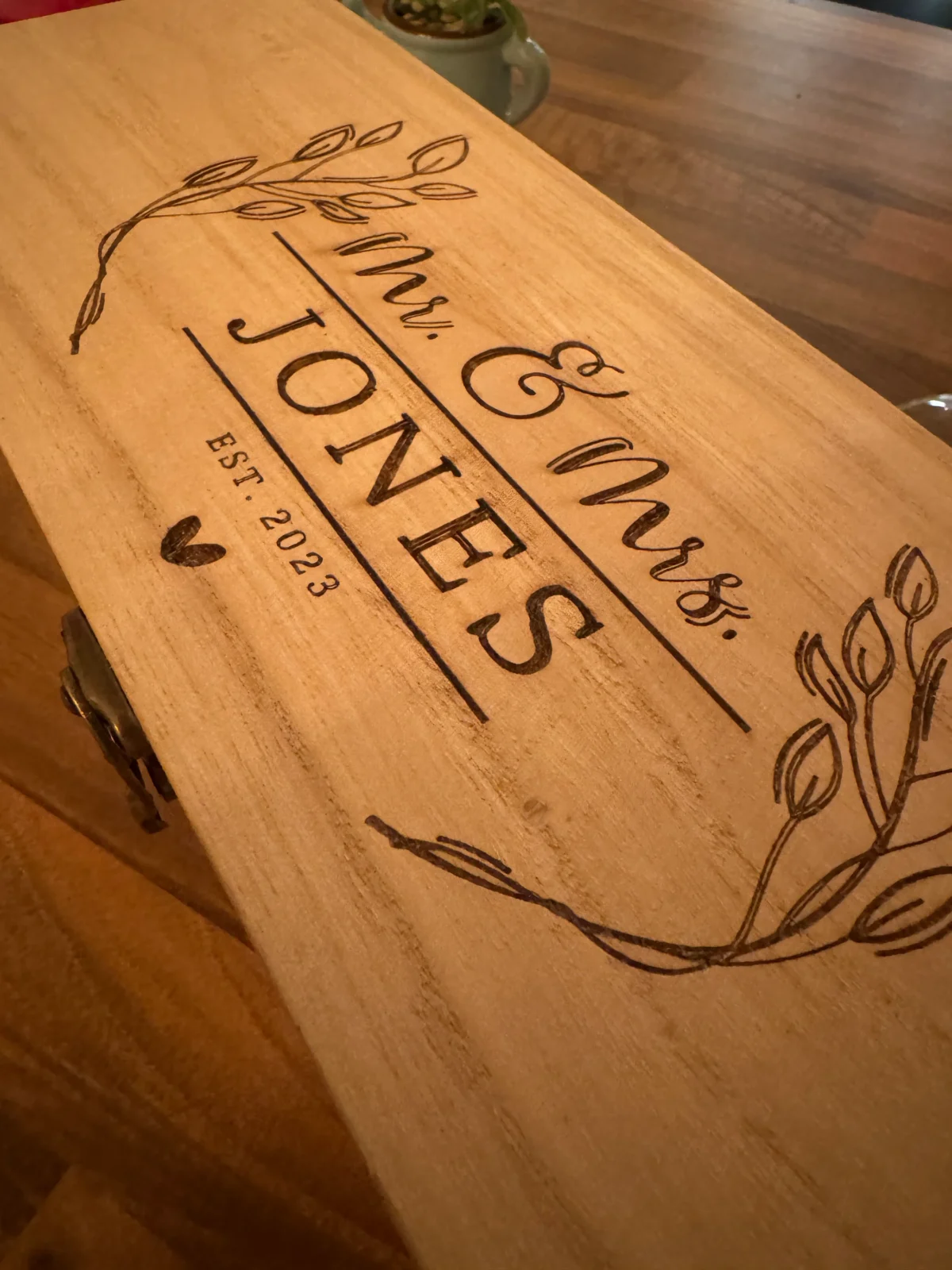 Personalised Wine Box Wedding | Personalised Wooden Wine Box | Wooden Gift Box | Wooden Bottle Box | Engraved Wine Box | Wedding Gift Idea - Image 4