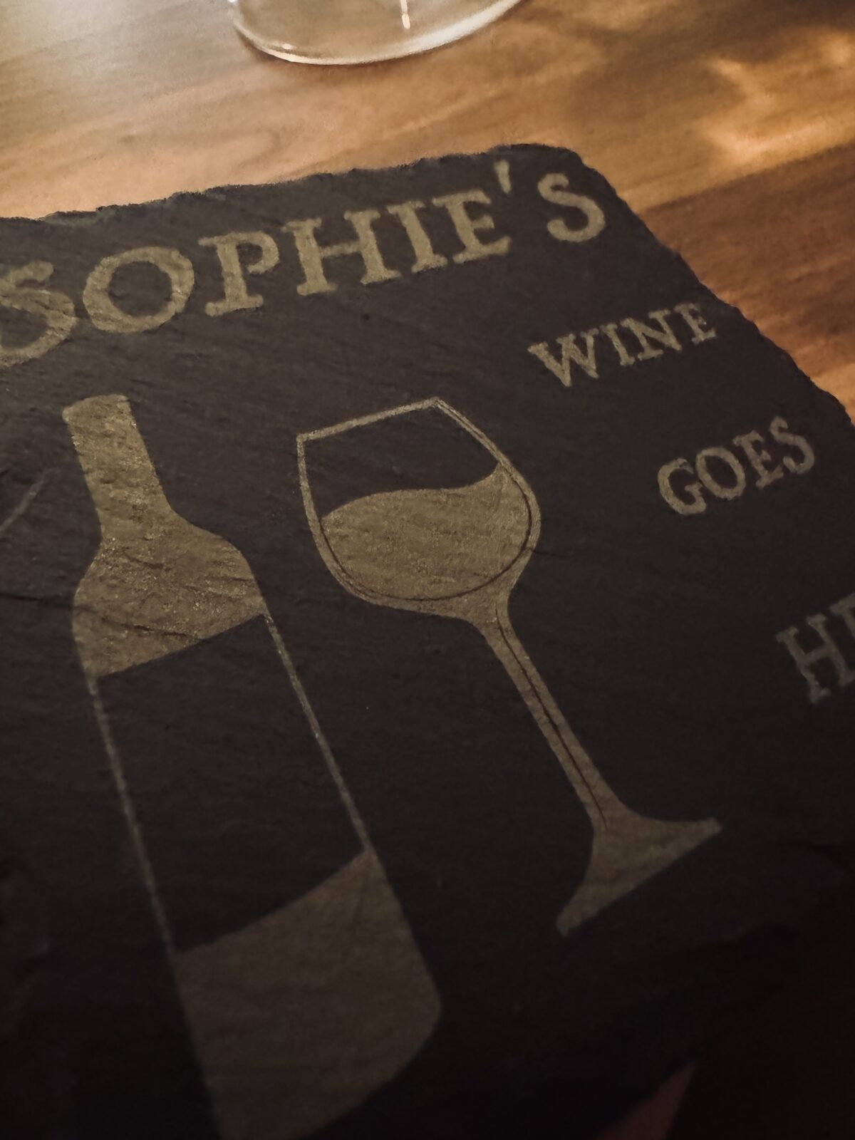Personalised ‘Wine Goes Here’ Slate Coaster | Gift Ideas for Mum | Custom Coaster | Personalised Coaster | Wine Gifts | Wine Coaster | Funny - Image 3