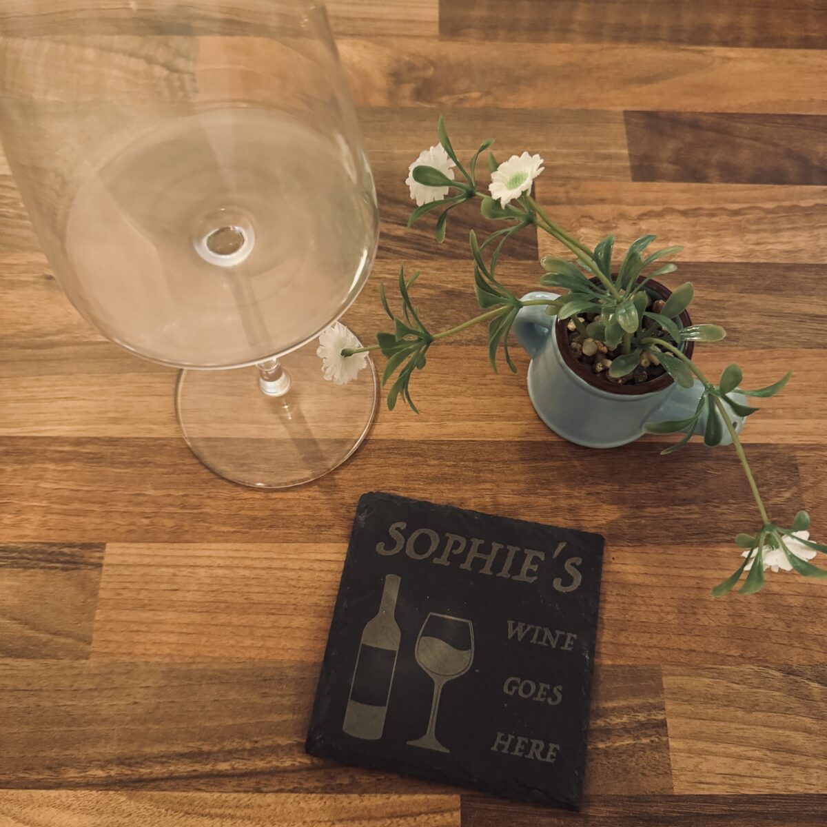 Personalised ‘Wine Goes Here’ Slate Coaster | Gift Ideas for Mum | Custom Coaster | Personalised Coaster | Wine Gifts | Wine Coaster | Funny