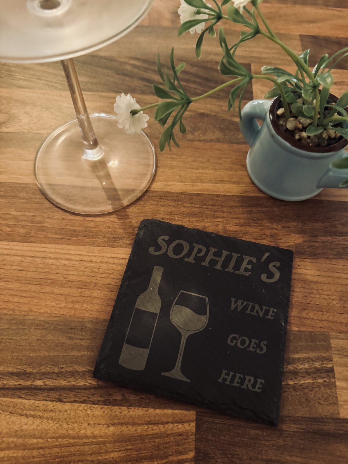 Personalised ‘Wine Goes Here’ Slate Coaster | Gift Ideas for Mum | Custom Coaster | Personalised Coaster | Wine Gifts | Wine Coaster | Funny - Image 2