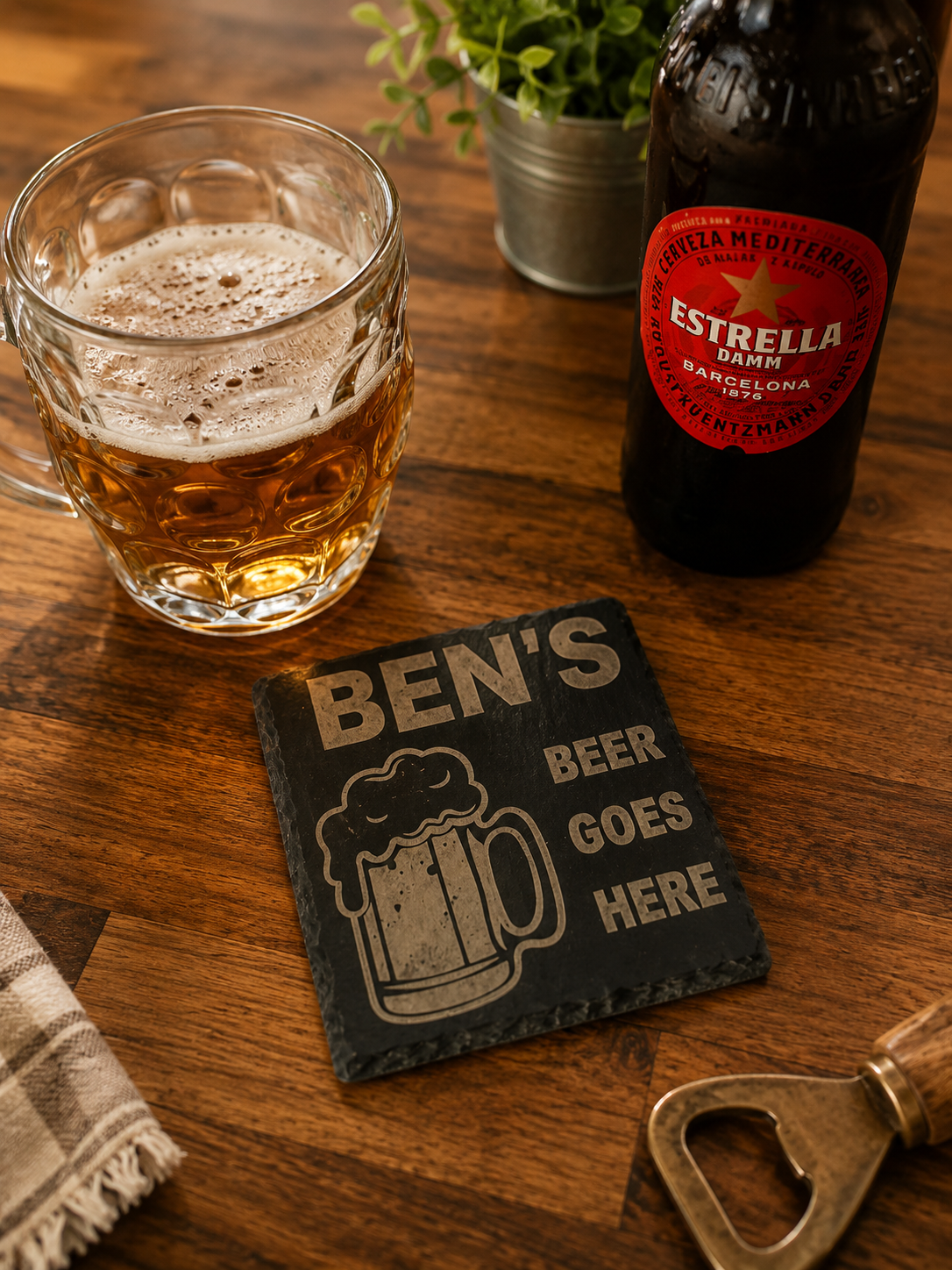 Personalised 'Beer Goes Here’ Coaster | Beer Gifts