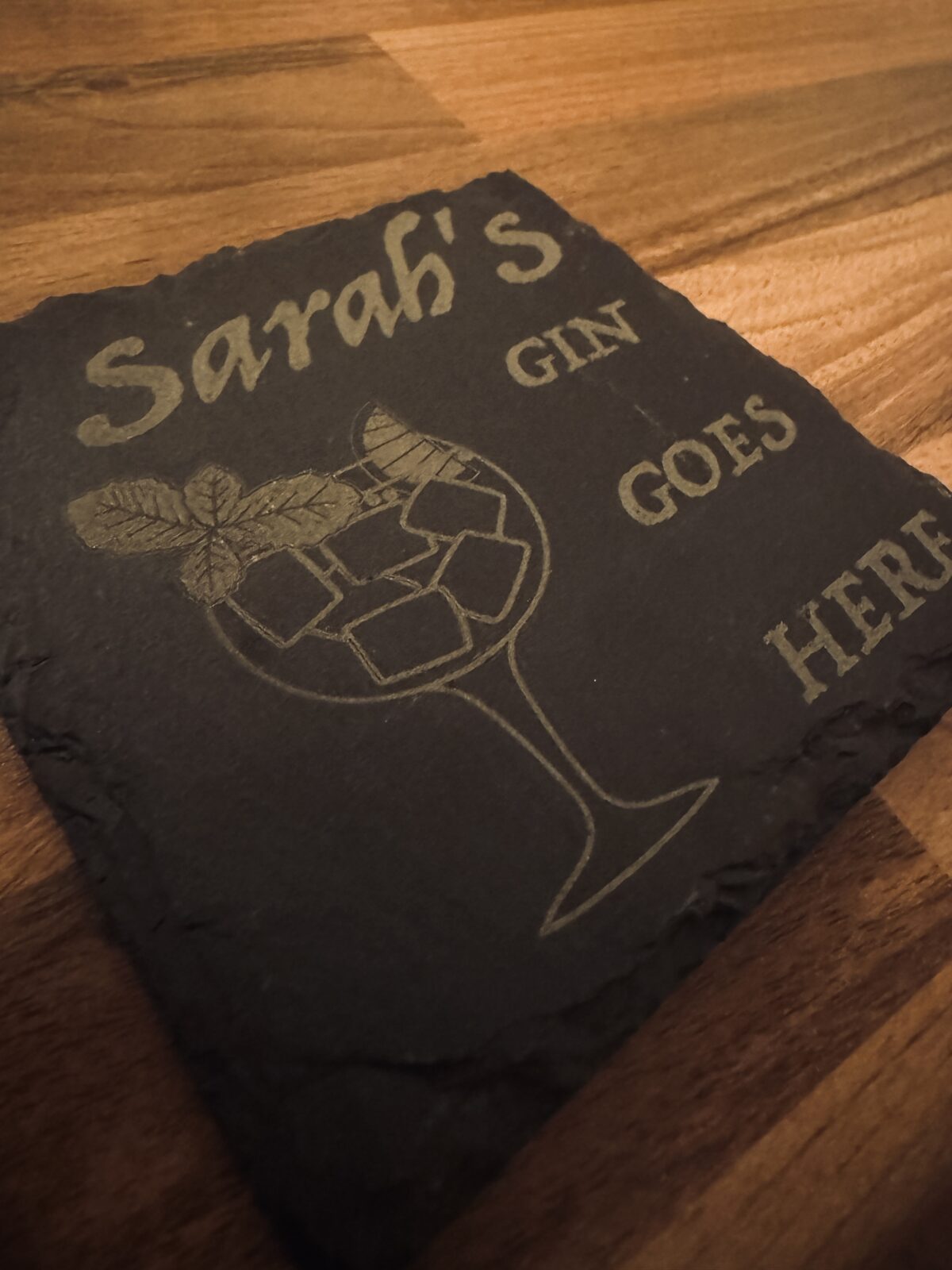 Personalised ‘Gin Goes Here’ Slate Coaster | Gin Coasters | Custom Coaster | Gin Gifts | Gifts for Gin Lovers | Personalised Coaster - Image 3