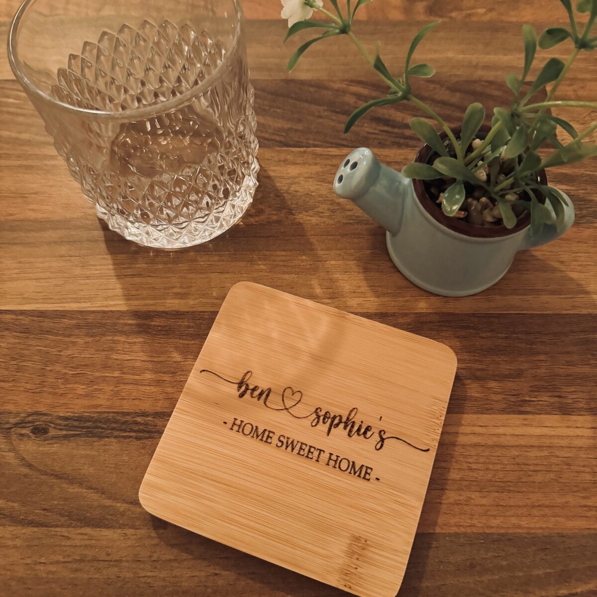 Personalised ‘Home Sweet Home’ Bamboo Coaster | House Gifts Personalised | Personalised Home Warming Gift | Coasters Personalised UK