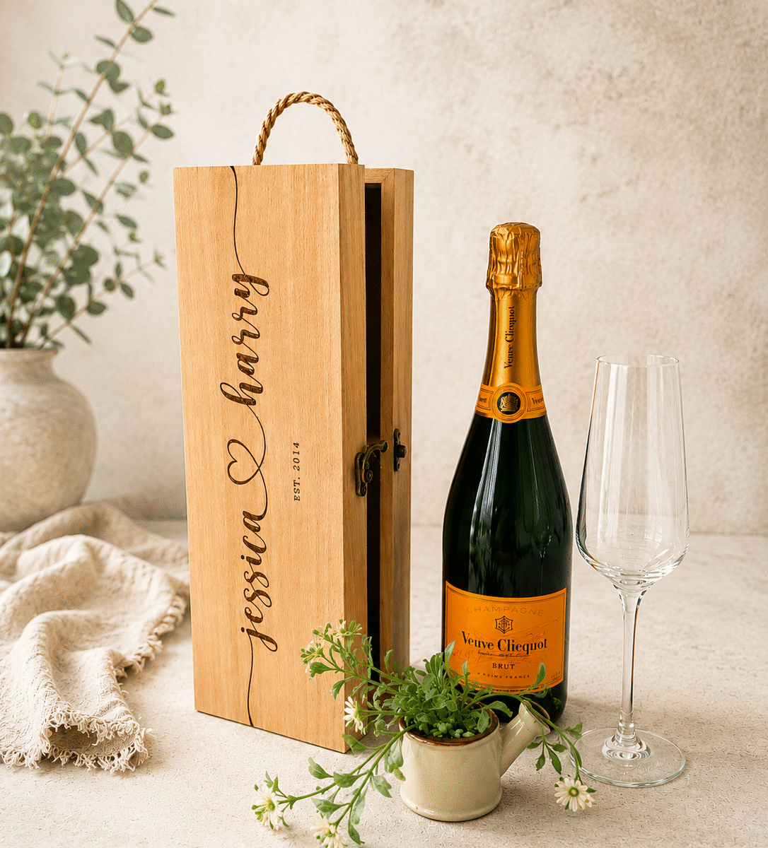Personalised Couple Wine Box Wedding | Personalised Engraved Wine Box