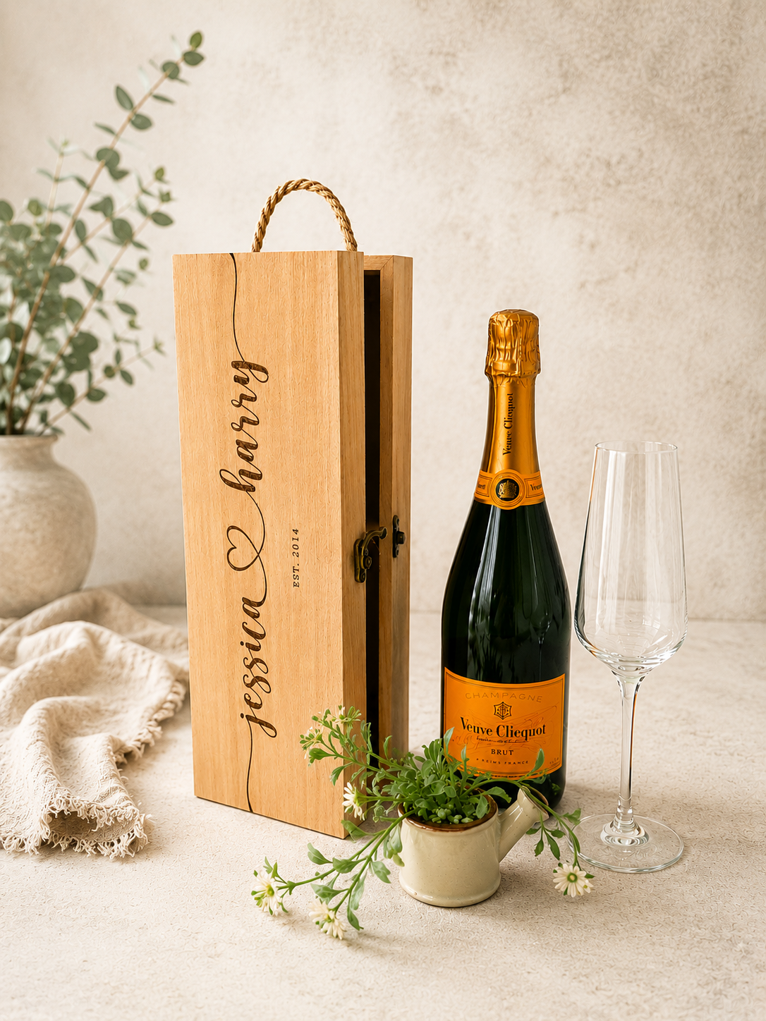 Personalised Couple Wine Box Wedding | Personalised Engraved Wine Box