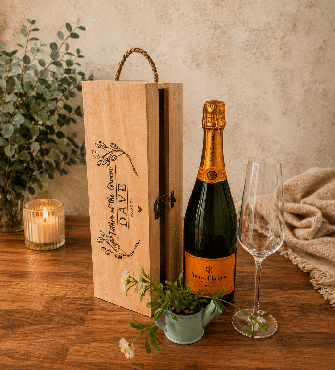 Personalised Father of the Bride/Groom Wine Box | Wooden Gift Box