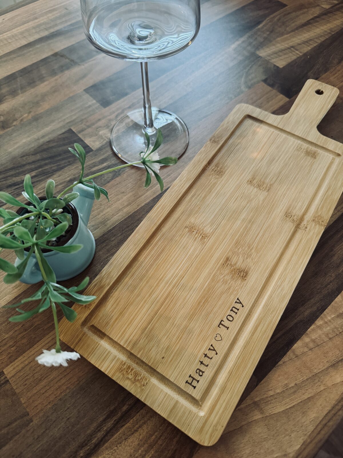 Personalised Couple’s Love Bamboo Serving Board | Serving Board Wedding | Personalised Cheese Board | Personalised Wooden Gifts | Rustic