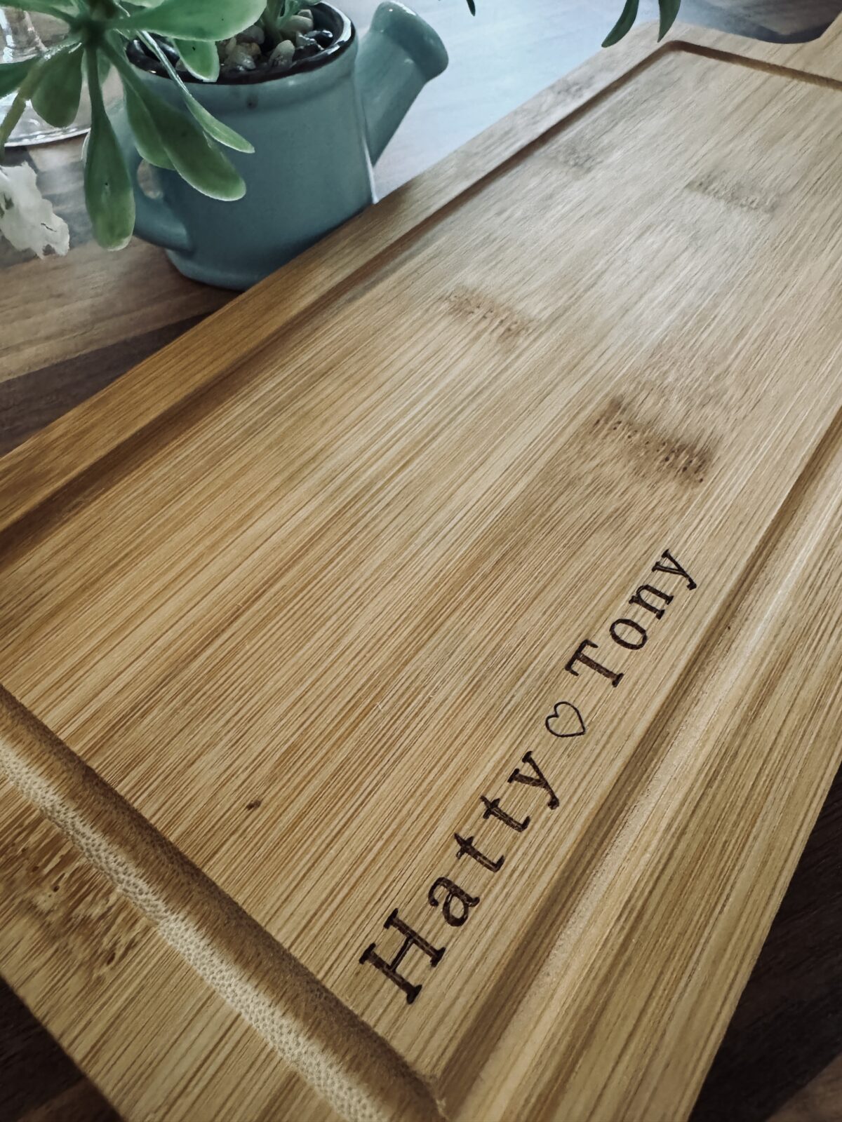 Personalised Couple’s Love Bamboo Serving Board | Serving Board Wedding | Personalised Cheese Board | Personalised Wooden Gifts | Rustic - Image 4
