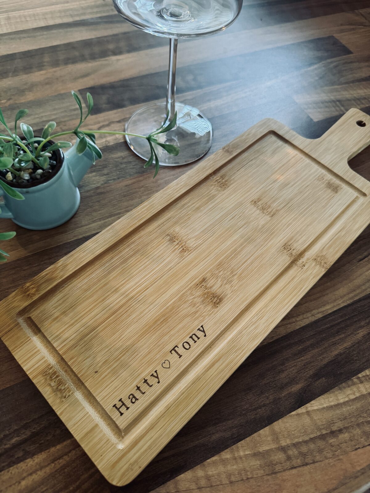 Personalised Couple’s Love Bamboo Serving Board | Serving Board Wedding | Personalised Cheese Board | Personalised Wooden Gifts | Rustic - Image 2