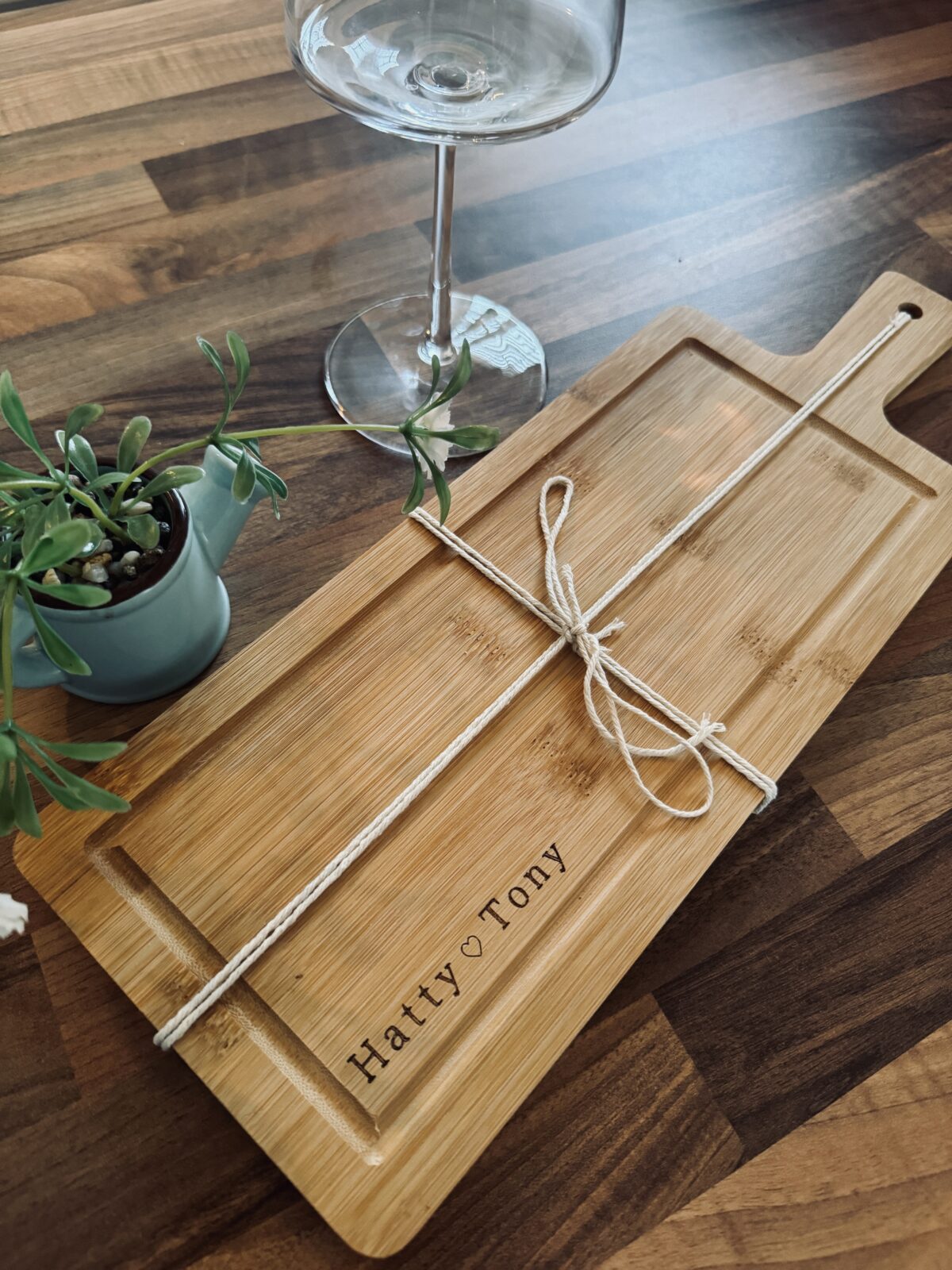 Personalised Couple’s Love Bamboo Serving Board | Serving Board Wedding | Personalised Cheese Board | Personalised Wooden Gifts | Rustic - Image 3