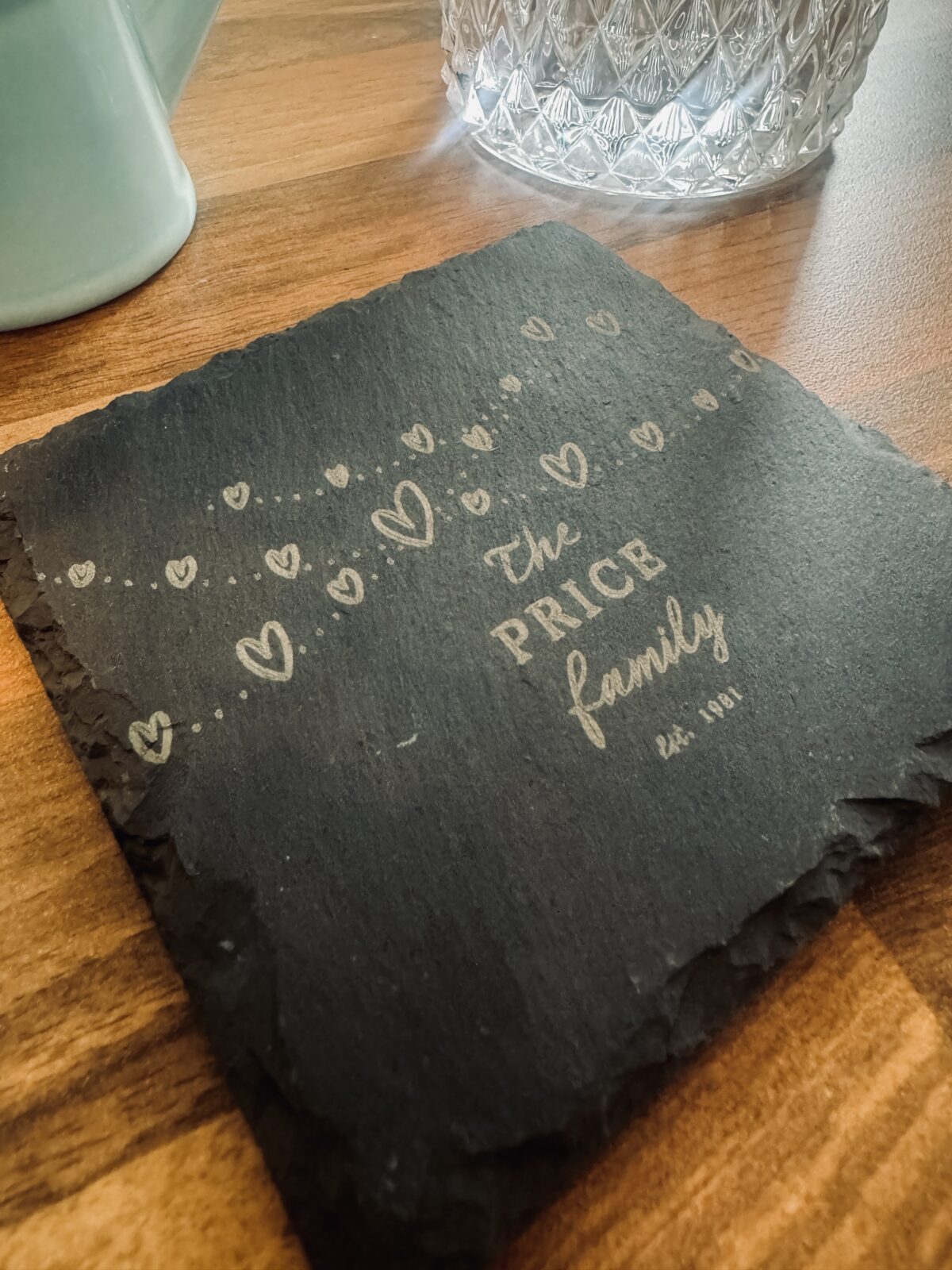 Personalised Family Love Heart’s Slate Coaster | Gifts for Couples | Personalised Coaster | Custom Coaster | House Warming Presents - Image 4