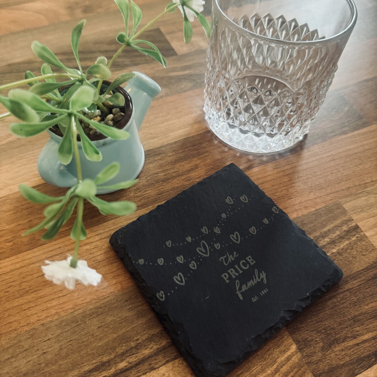 Personalised Family Love Heart’s Slate Coaster | Gifts for Couples | Personalised Coaster | Custom Coaster | House Warming Presents