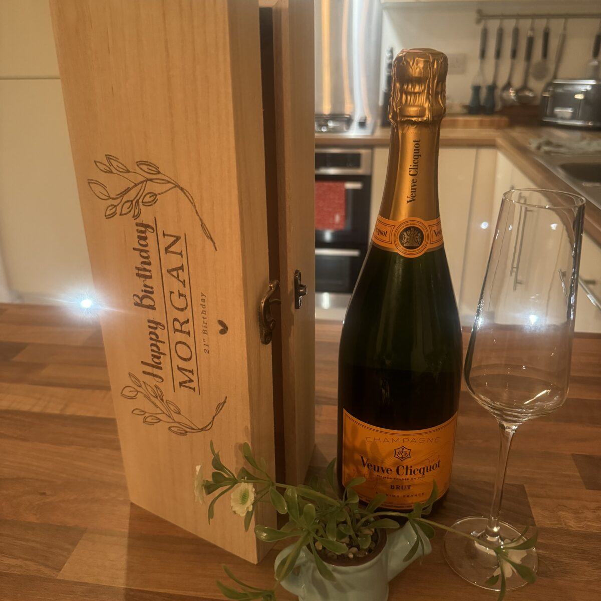 Personalised Floral Birthday Wine Box | Personalised Wooden Wine Box | Wooden Gift Box | Wooden Bottle Box | Engraved Wine Box | Birthday Gift Idea