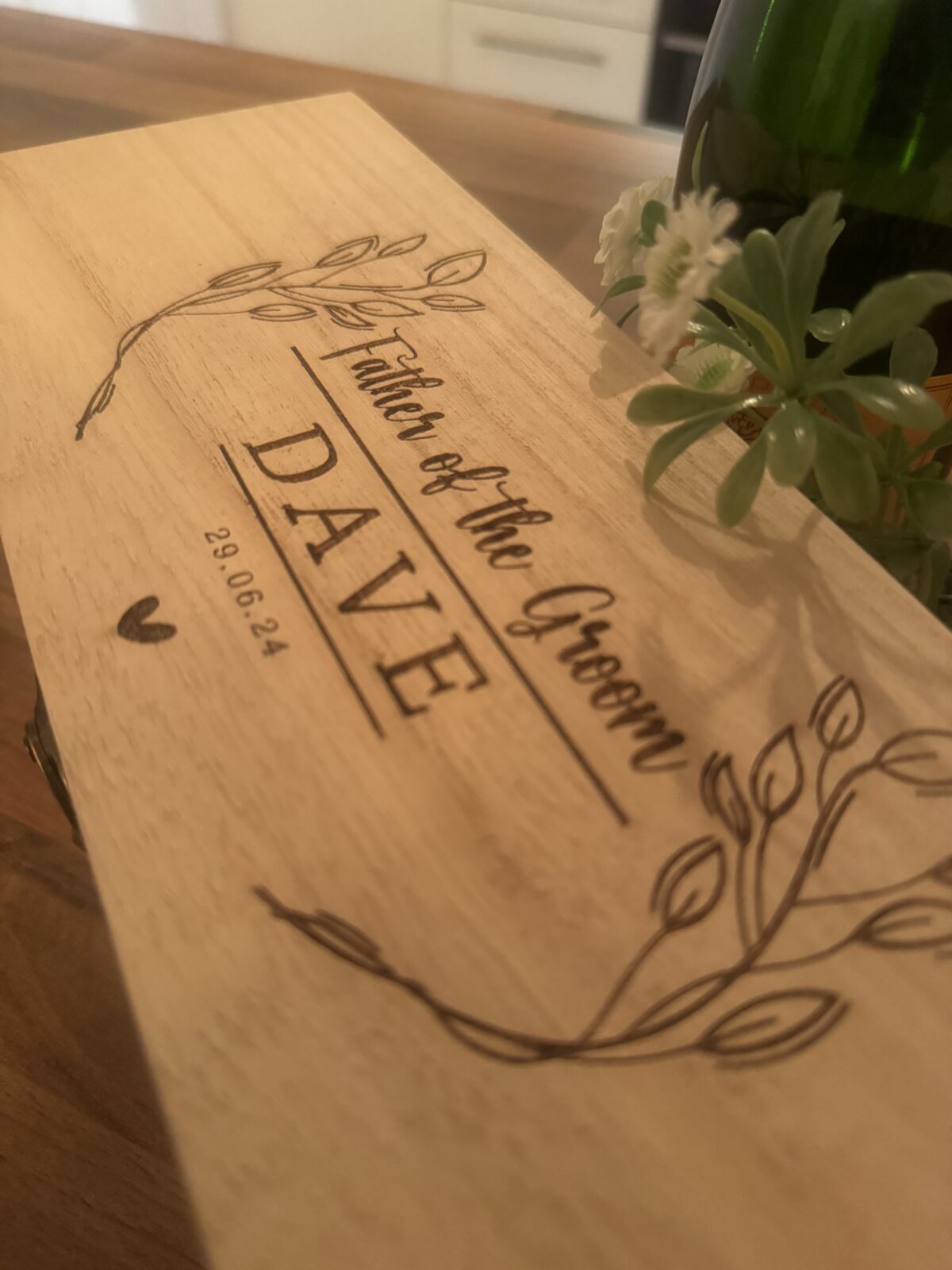 Personalised Father of the Bride/Groom Wine Box | Wooden Gift Box | Wooden Bottle Box | Engraved Wine Box | Wedding Gift Idea - Image 2