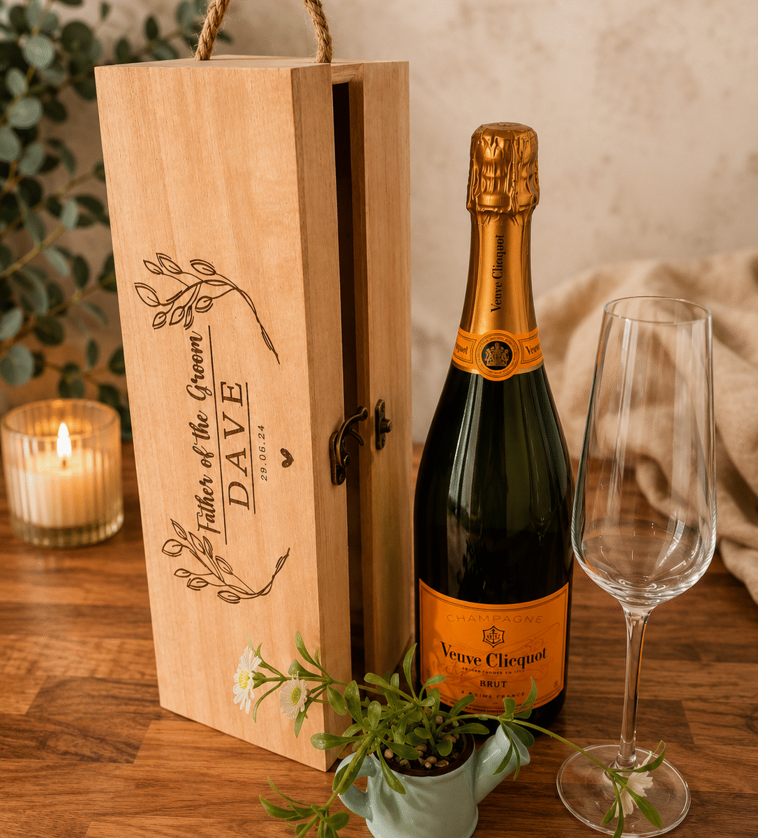 Personalised Father of the Bride/Groom Wine Box | Wooden Gift Box