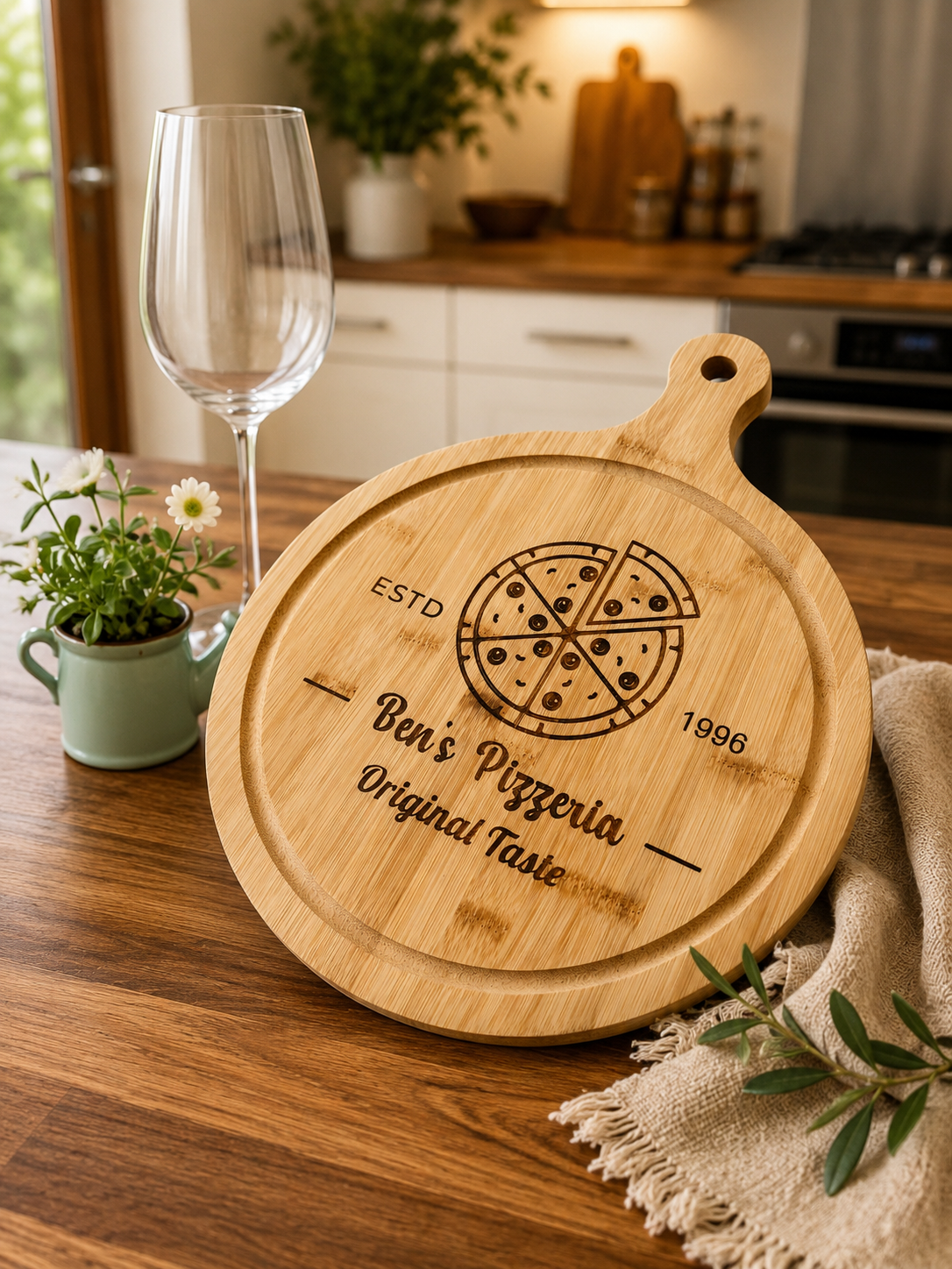 Chunky Bamboo Wooden Pizza Board | Personalised Pizza Board