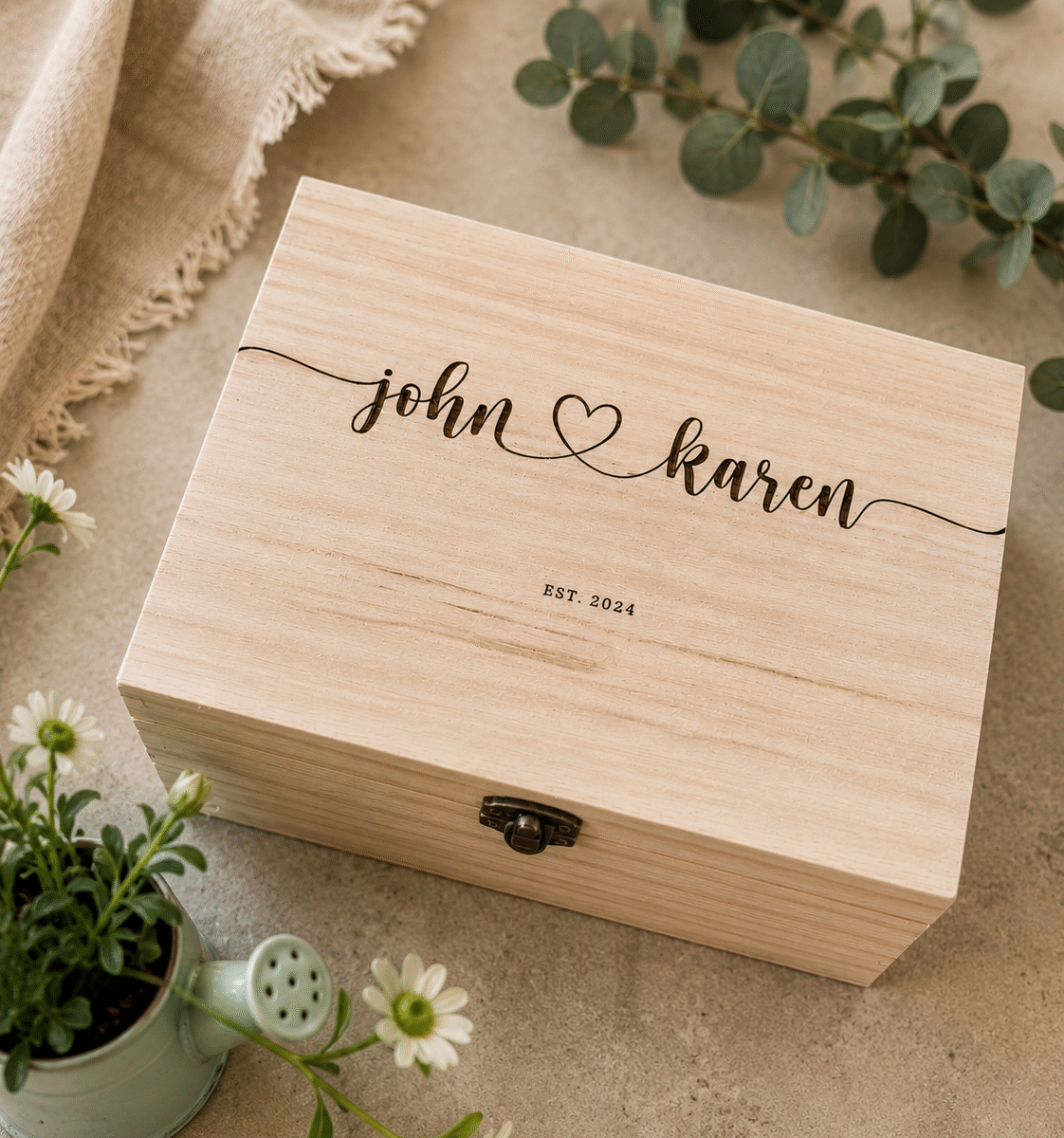 Personalised Couple's Memory Box | Personalised Wooden Box