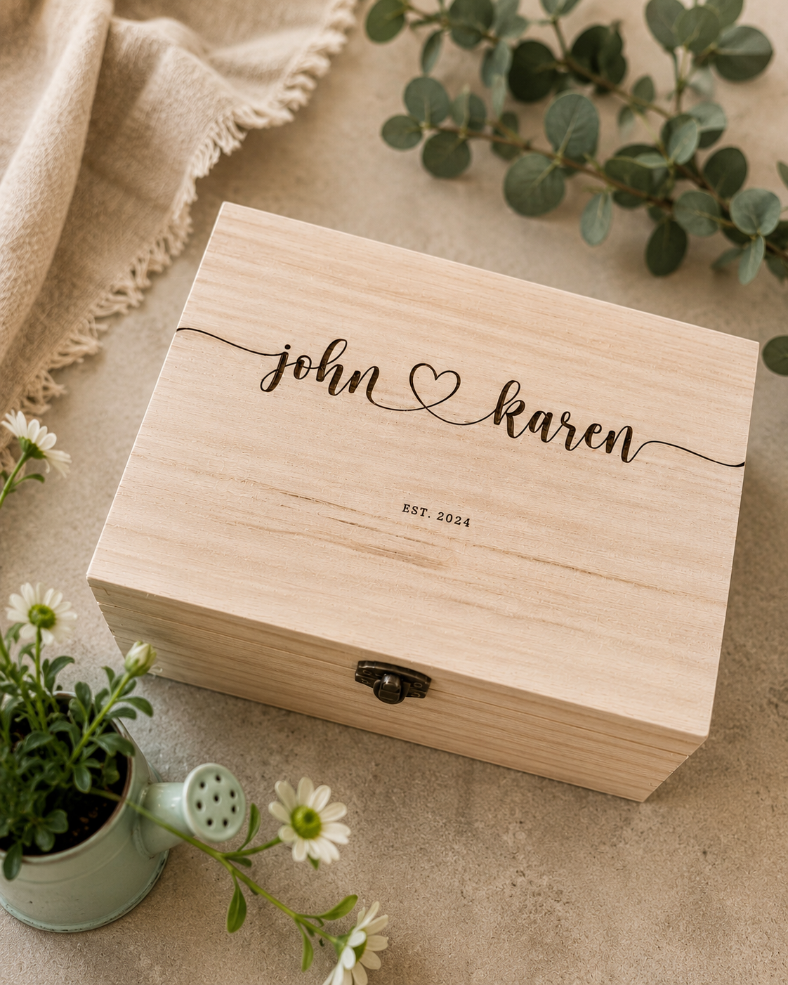 Personalised Couple's Memory Box | Personalised Wooden Box