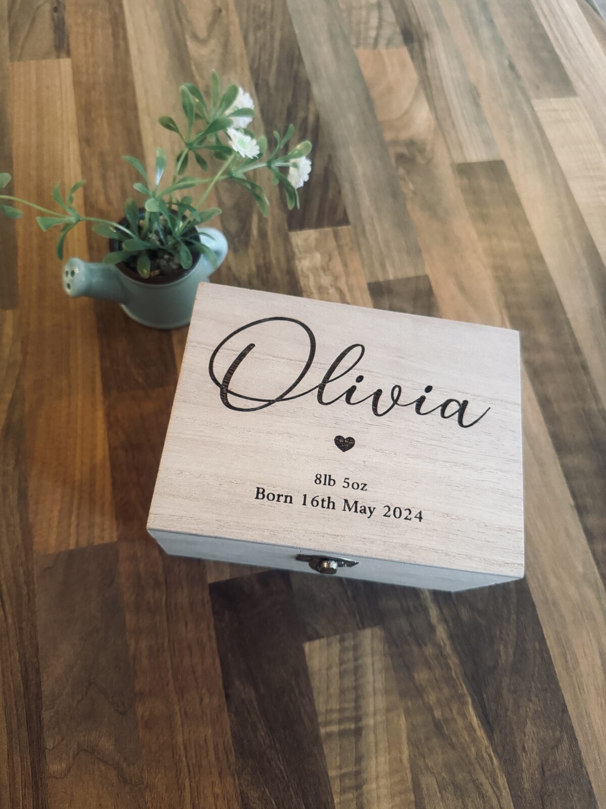 Personalised Baby Wooden Engraved Memory Box | Gifts Ideas For Boys / Girls | Newborn Baby Keepsake for New Mum | Baby Shower Gift - Image 2