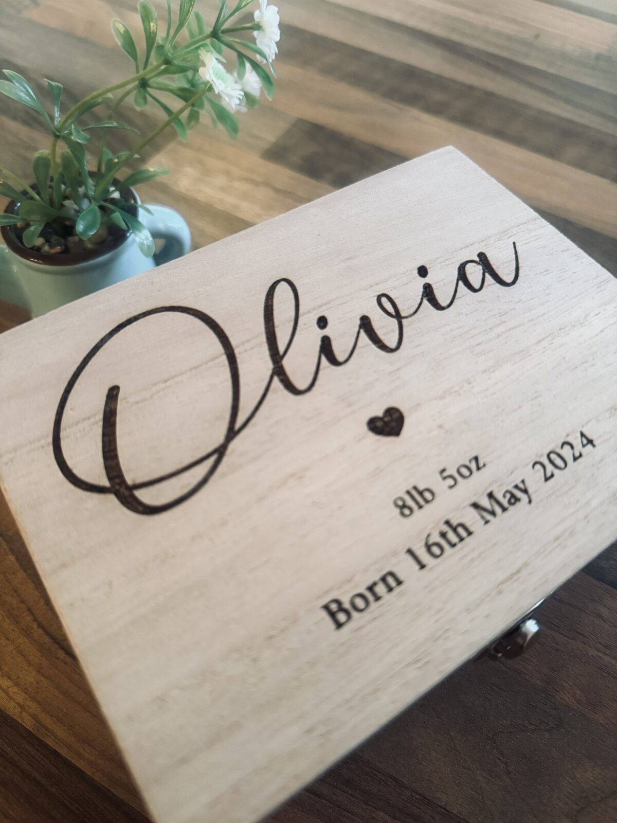 Personalised Baby Wooden Engraved Memory Box | Gifts Ideas For Boys / Girls | Newborn Baby Keepsake for New Mum | Baby Shower Gift - Image 3