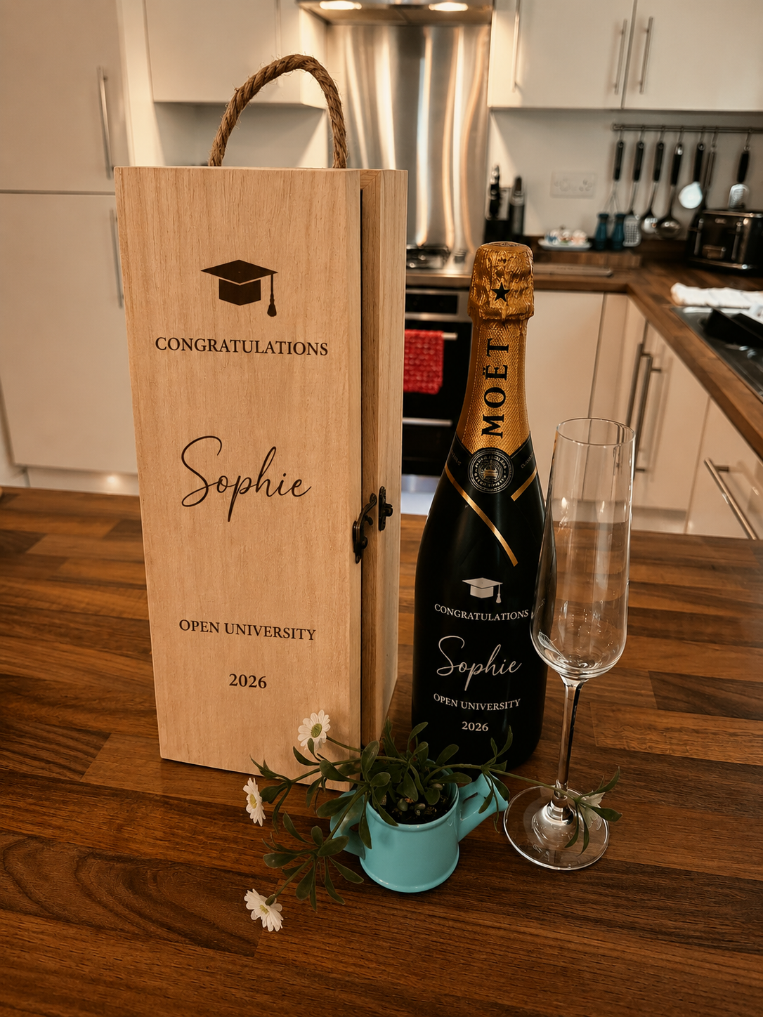 Personalised Graduation Wine Box | Personalised Wooden Wine Box | Wooden Gift Box | Wooden Bottle Box | Engraved Wine Box | University Gift Idea - Image 2