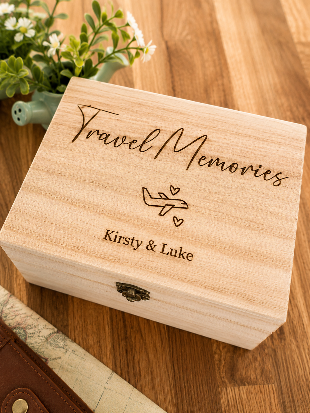 Personalised Couple's Travel Memory Box | Personalised Wooden Box - Image 2