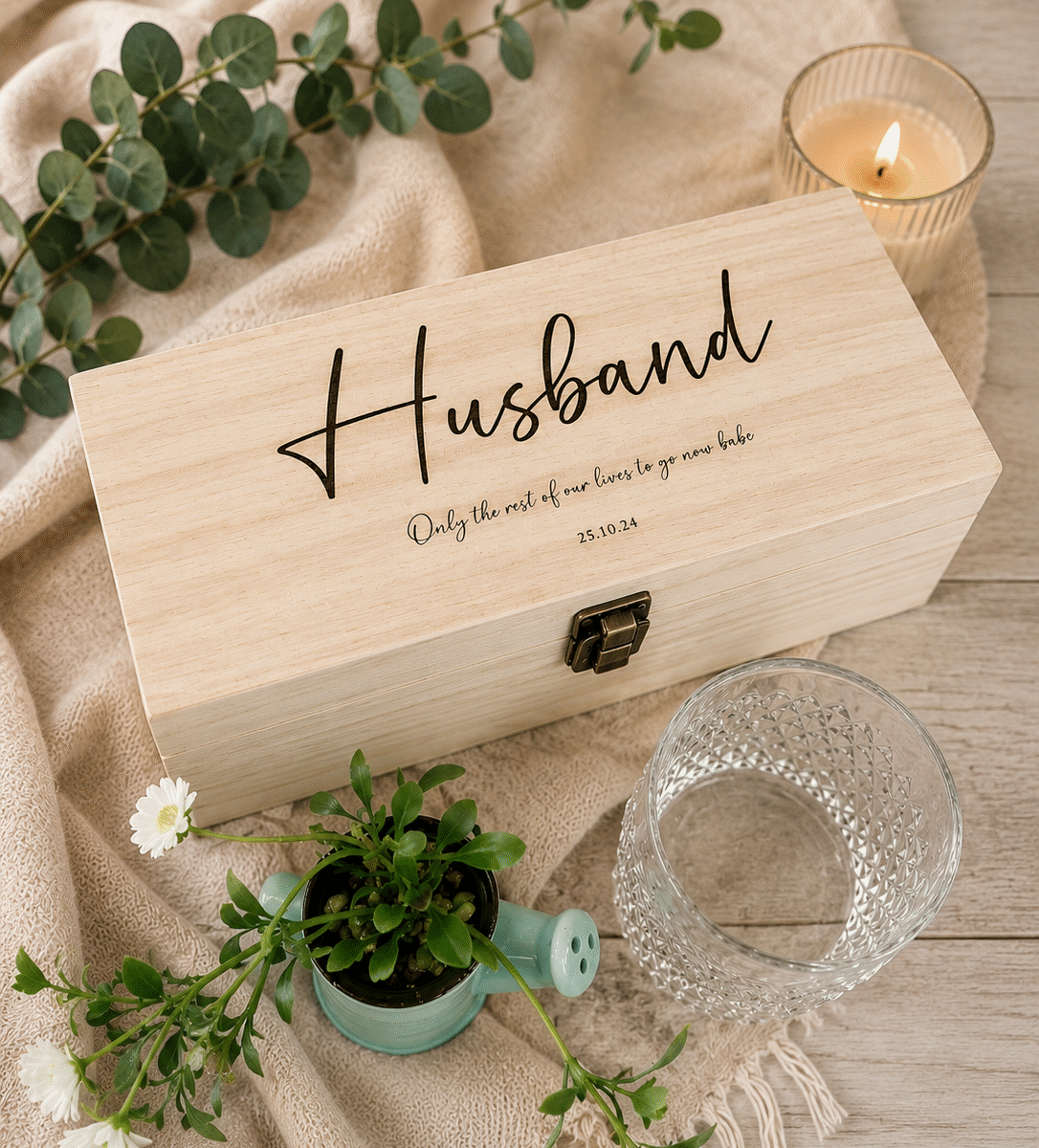 Personalised Name & Message Bottle Box | Personalised Wooden Bottle Box
