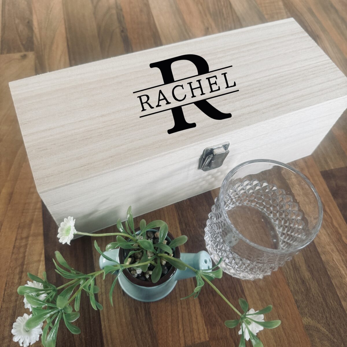 Personalised Initial Bottle Box | Personalised Wooden Bottle Box | Wooden Gift Box | Engraved Spirit Bottle Box | Whiskey / Gin Gift Idea