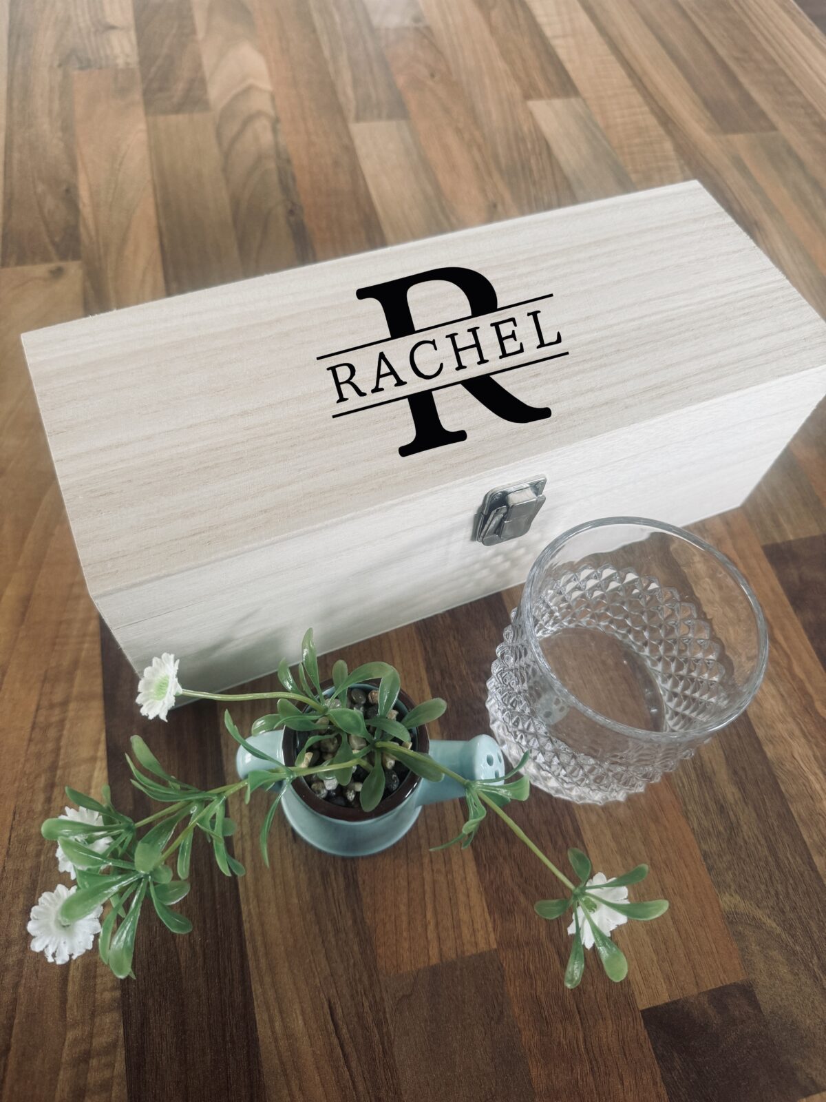 Personalised Initial Bottle Box | Personalised Wooden Bottle Box | Wooden Gift Box | Engraved Spirit Bottle Box | Whiskey / Gin Gift Idea