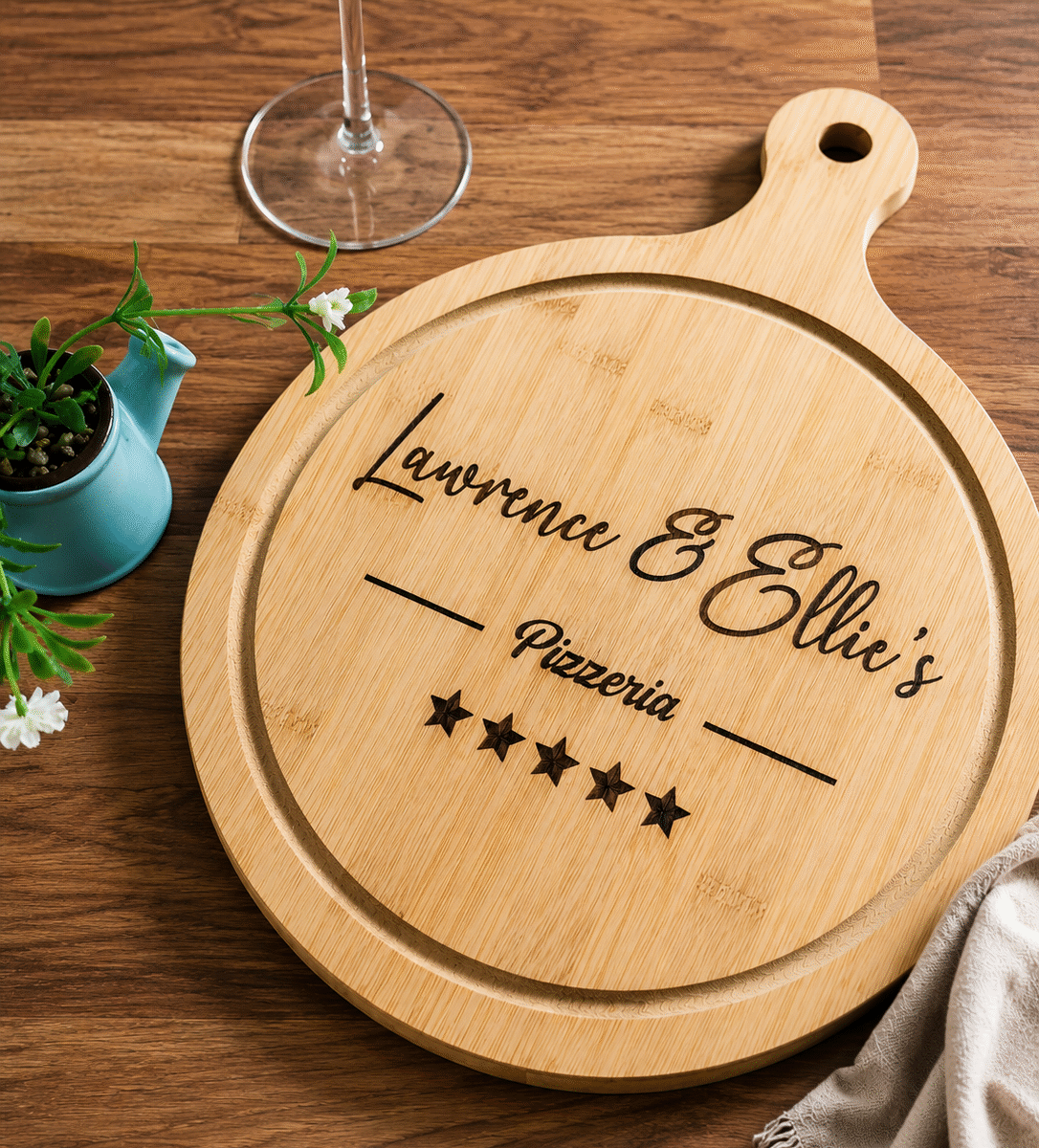 Chunky Bamboo Wooden Pizzeria Board | Personalised Pizza Board