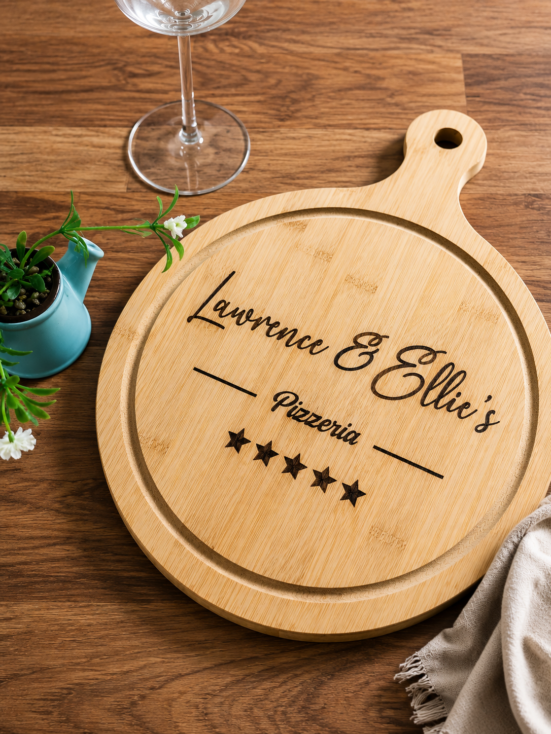 Chunky Bamboo Wooden Pizzeria Board | Personalised Pizza Board