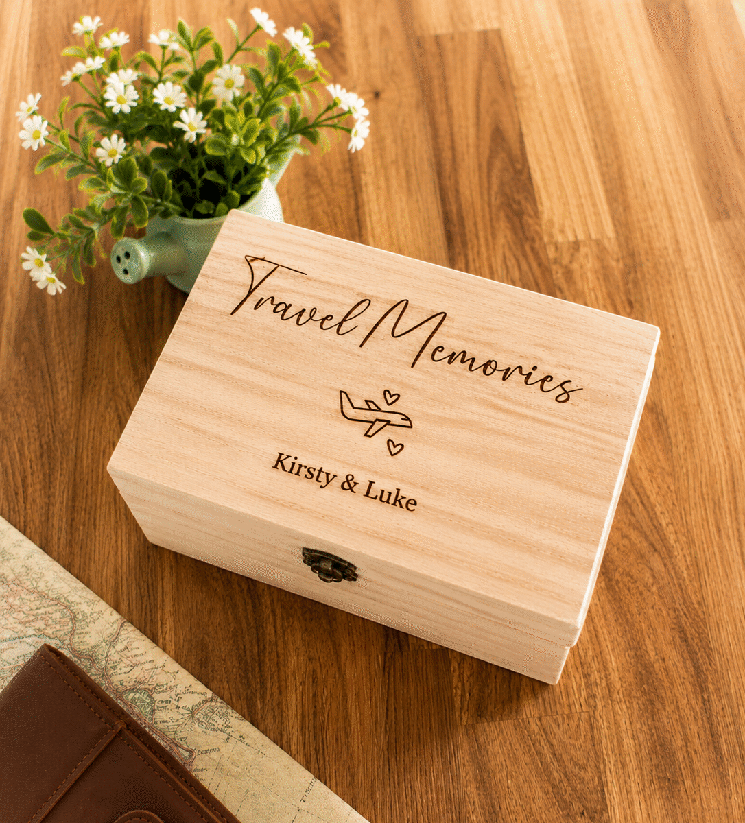 Personalised Couple's Travel Memory Box | Personalised Wooden Box