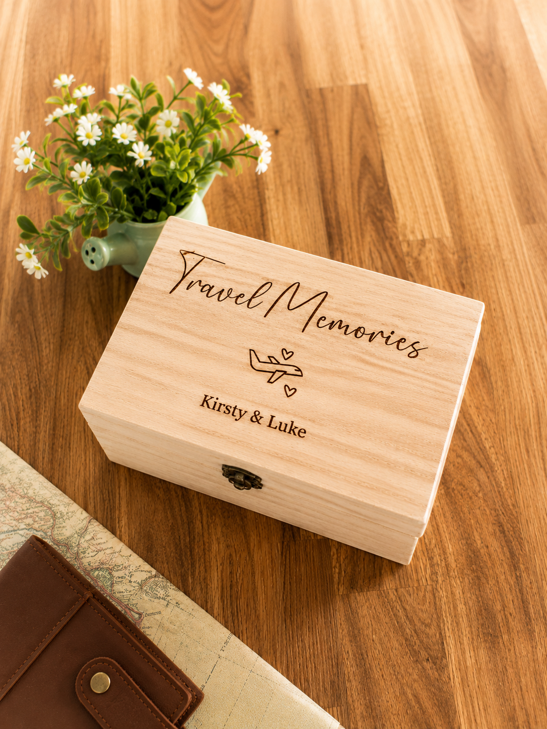 Personalised Couple's Travel Memory Box | Personalised Wooden Box