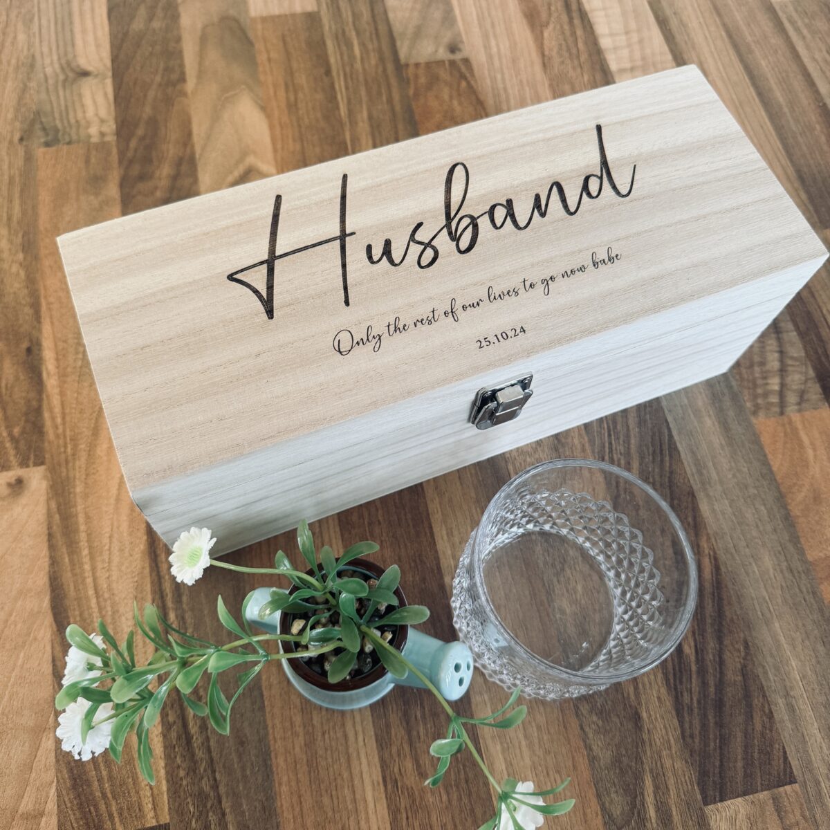 Personalised Name & Message Bottle Box | Personalised Wooden Bottle Box | Wooden Gift Box | Engraved Spirit Bottle Box | Spirit Gift Idea
