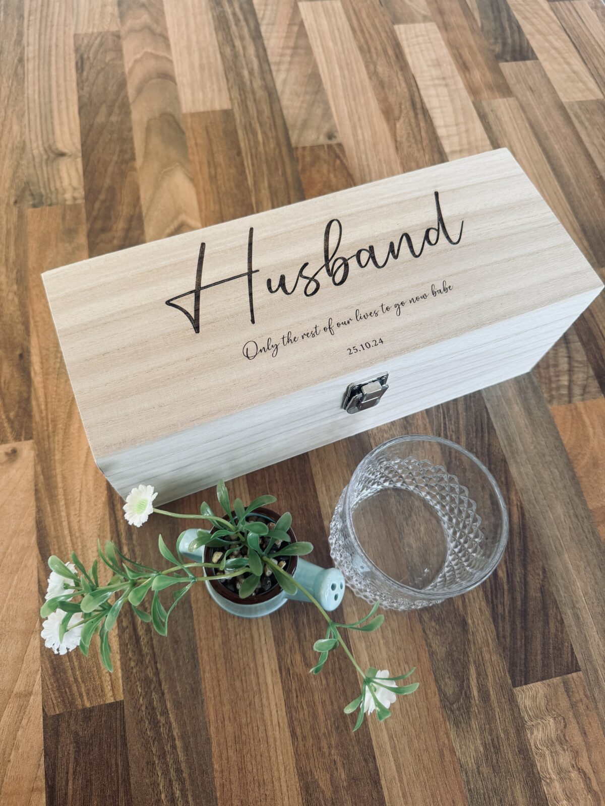 Personalised Name & Message Bottle Box | Personalised Wooden Bottle Box | Wooden Gift Box | Engraved Spirit Bottle Box | Spirit Gift Idea