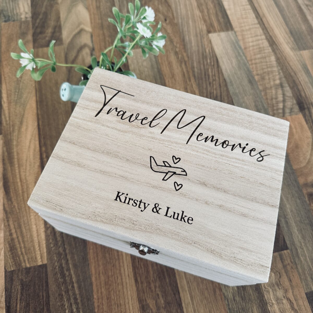 Personalised Couple's Travel Memory Box | Personalised Wooden Box | Wooden Gift Box | Travel Box | Engraved Memory Box | Couples Gift Idea