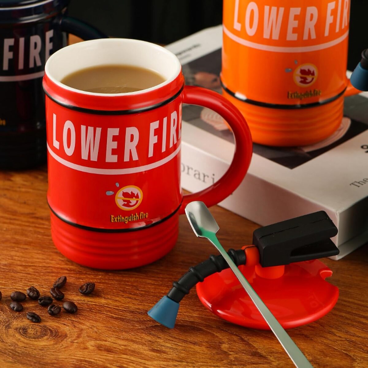 Fire Extinguisher Creative Ceramic Shaped Coffee 480ml Mug with Lid Spoon | Novelty Office Mug | Unusual Gift Mug | Funny Gifts for Men, Women & Colleagues - Image 2