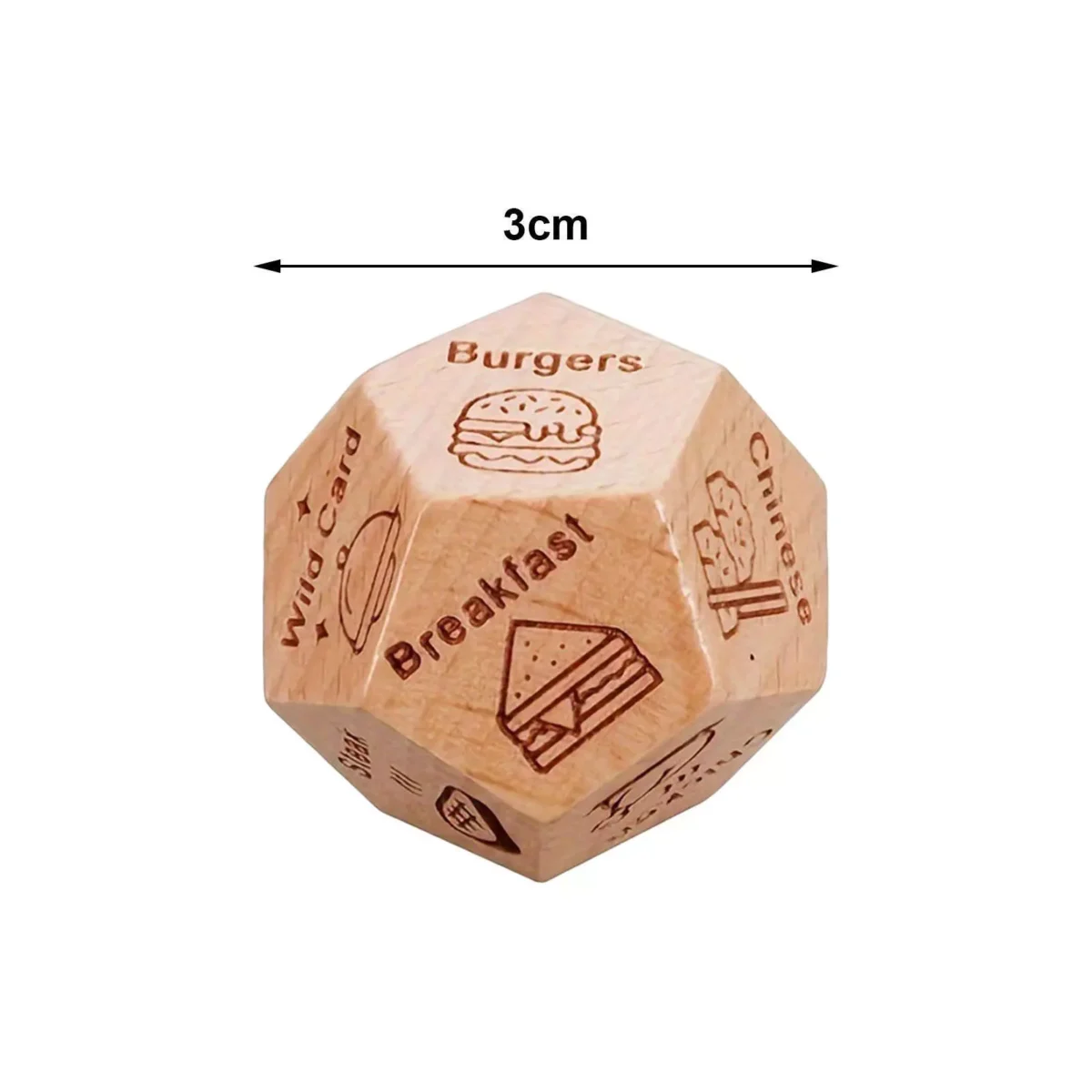Date Night Dice For Couples Creative Wooden Food Decision | Couple Dating Dice With 12 Sides | Valentine's Day Gift For Husband Wife - Image 3
