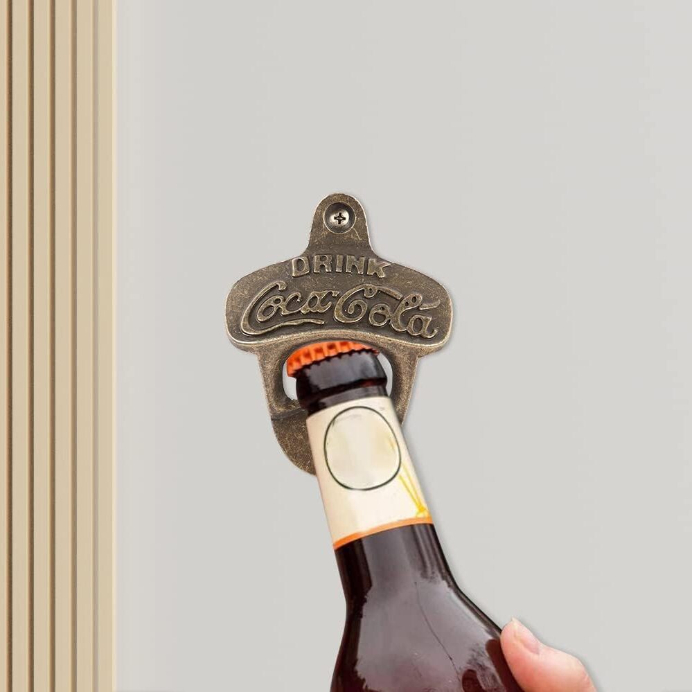 Retro Coca Cola Bottle Opener Wall Mounted with Screws | Vintage Retro Bronze Color Beer Opener | Tool Accessories Bar Decoration Gadgets