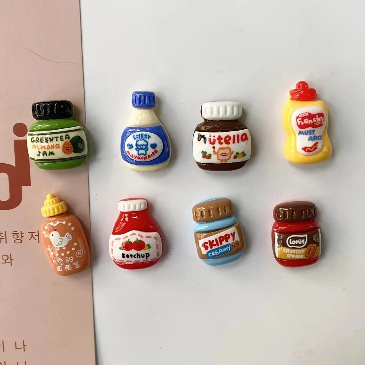 8pcs Novelty Mini Food Fridge Magnets Set | Cute Cartoon Condiment Bottle Magnets for Refrigerator, Locker, Office & Kitchen Decor