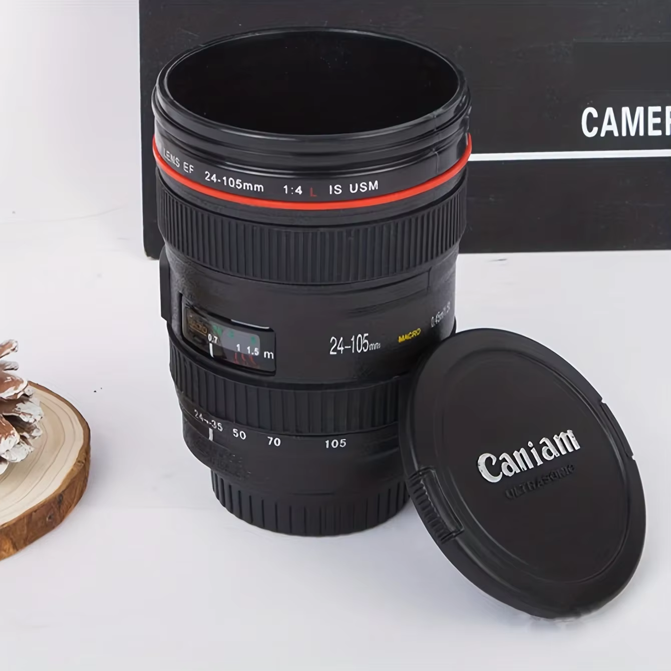Camera Lens Stainless Steel Coffee Mug - Image 3
