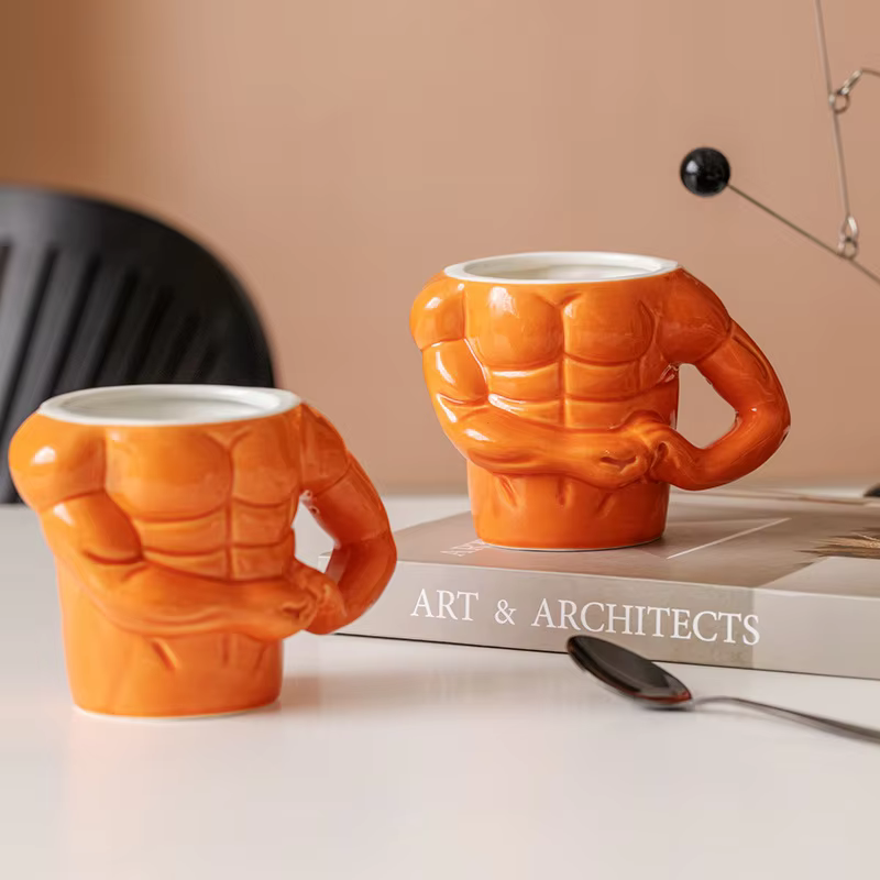 Muscle Man Ceramic Coffee Mug 310 ml | Novelty Office Mug | Unusual Gift Mug | Gym Lover Gift | Bodybuilding Mug | Funny Gifts for Men