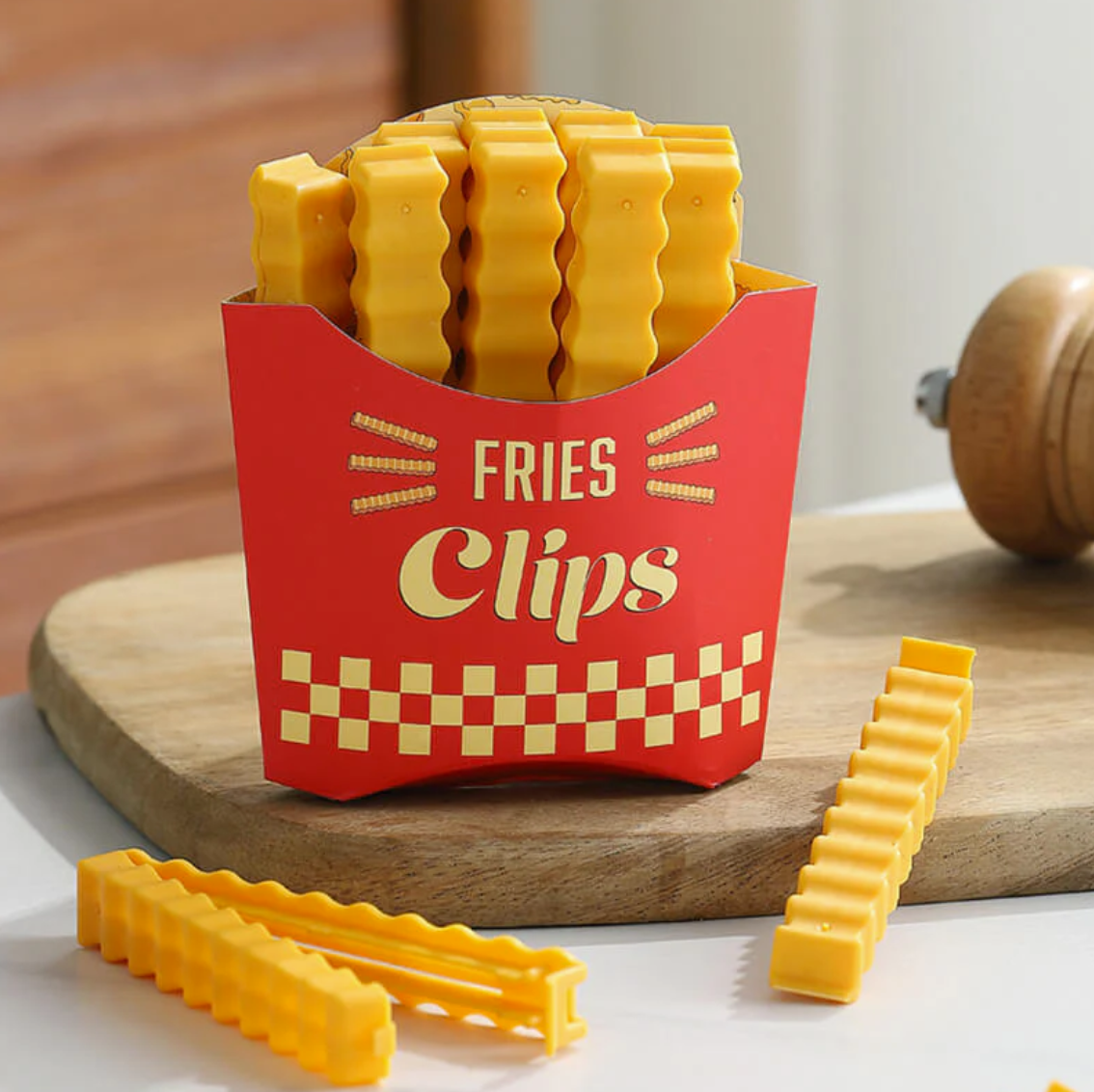 Cute Magnetic Potato Fry Design Food Bag Clips - Durable Food Bag Clips for Food Storage | Space-Saving Kitchen Sealing Tools (12-Pack)​