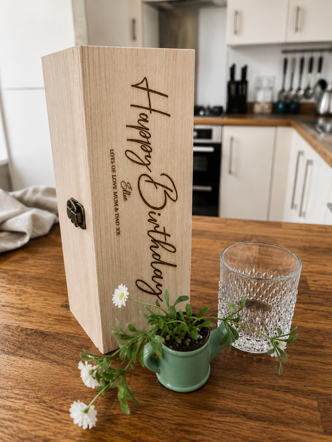 Personalised Engraved Wooden Bottle Box | Happy Birthday Spirit Gift - Image 2
