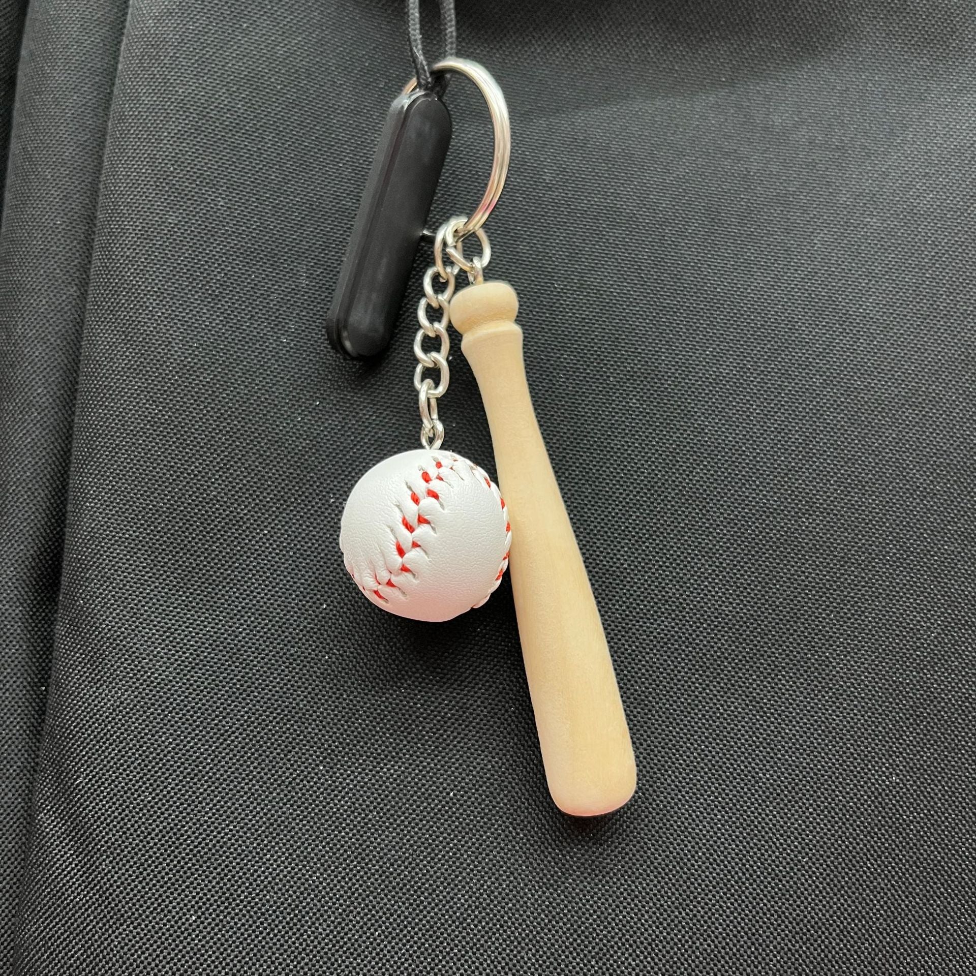 Mini Baseball Bat Keyring with Ball | Wooden Sports Keychain Gift | Baseball Keychain Gift | Sports Gift for Baseball Lovers and Fans - Image 2