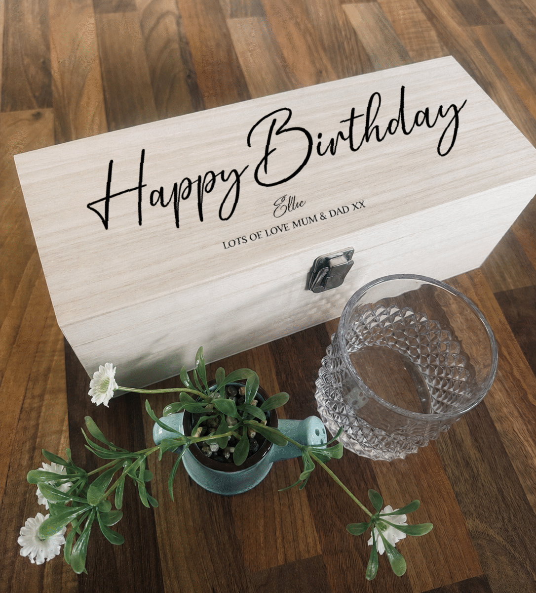 Personalised Happy Birthday Bottle Box | Personalised Wooden Bottle Box | Wooden Gift Box | Engraved Spirit Bottle Box | Spirit Drink Gift Idea